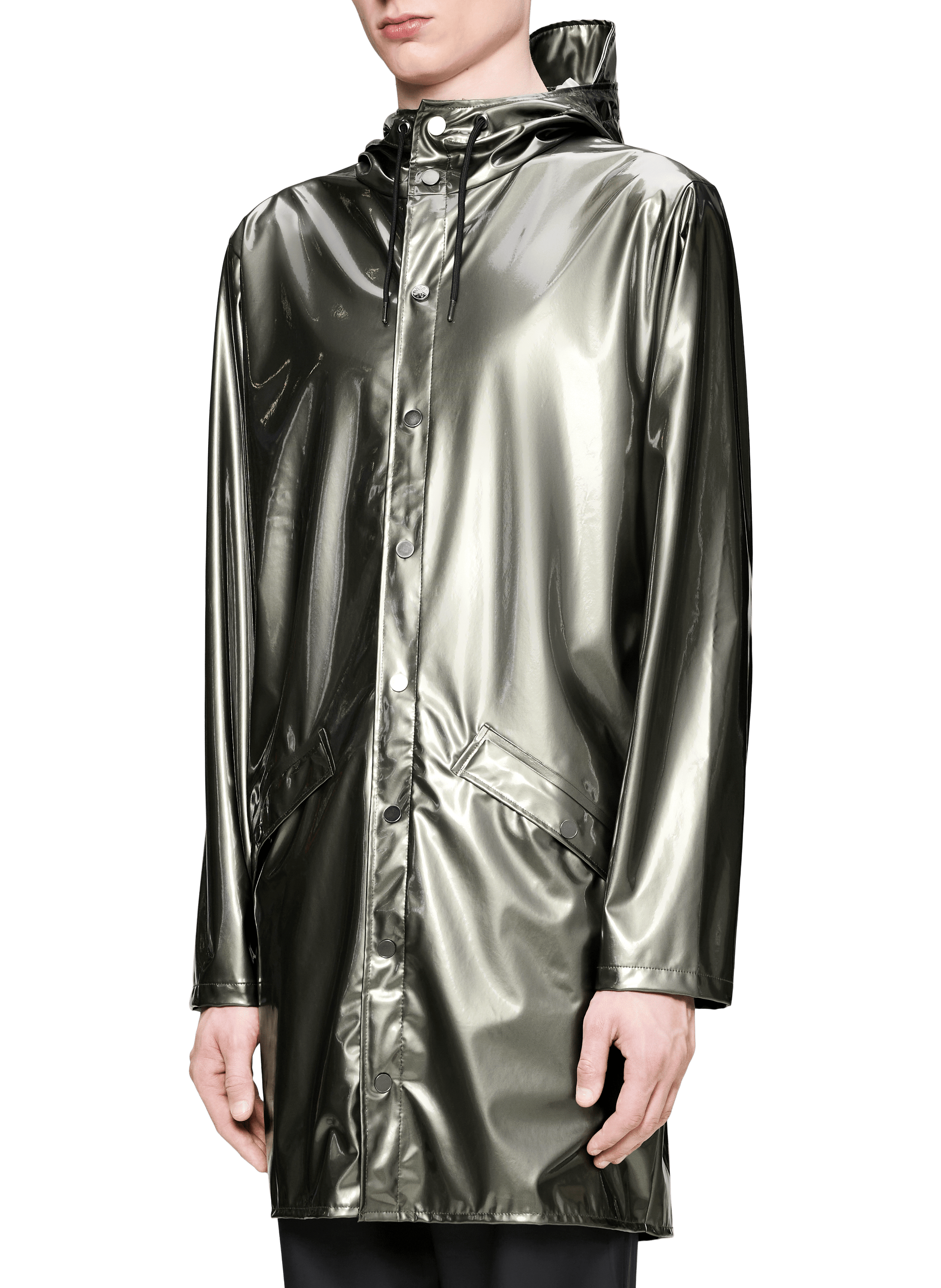 Imperméable métallisé à capuche RAINS Argent