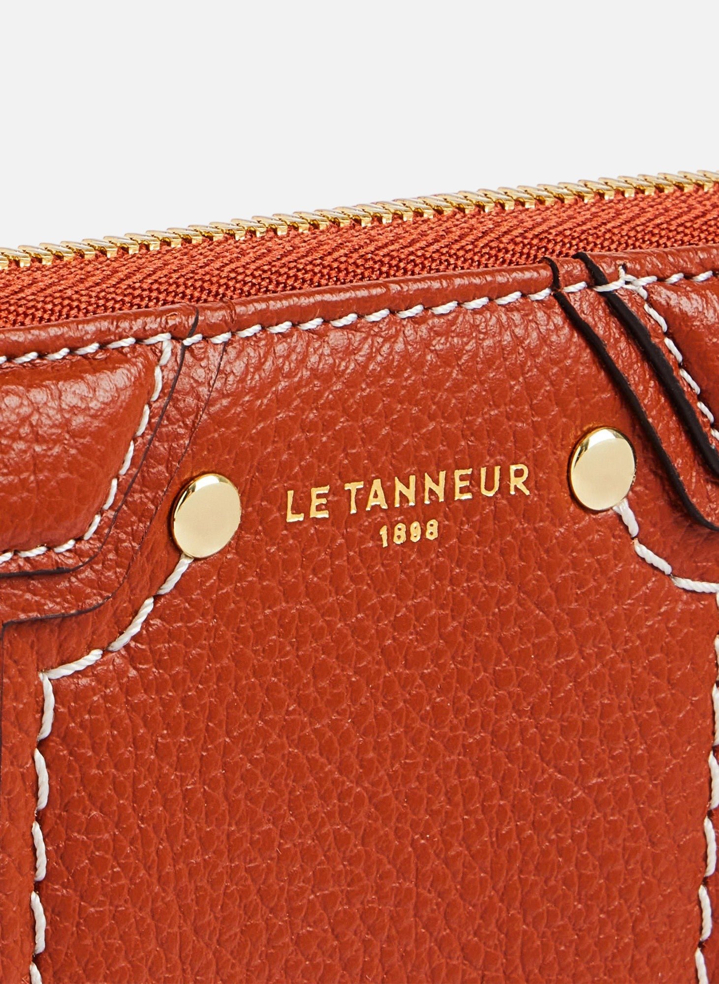 Porte cartes zippé ella en cuir grainé LE TANNEUR Marron