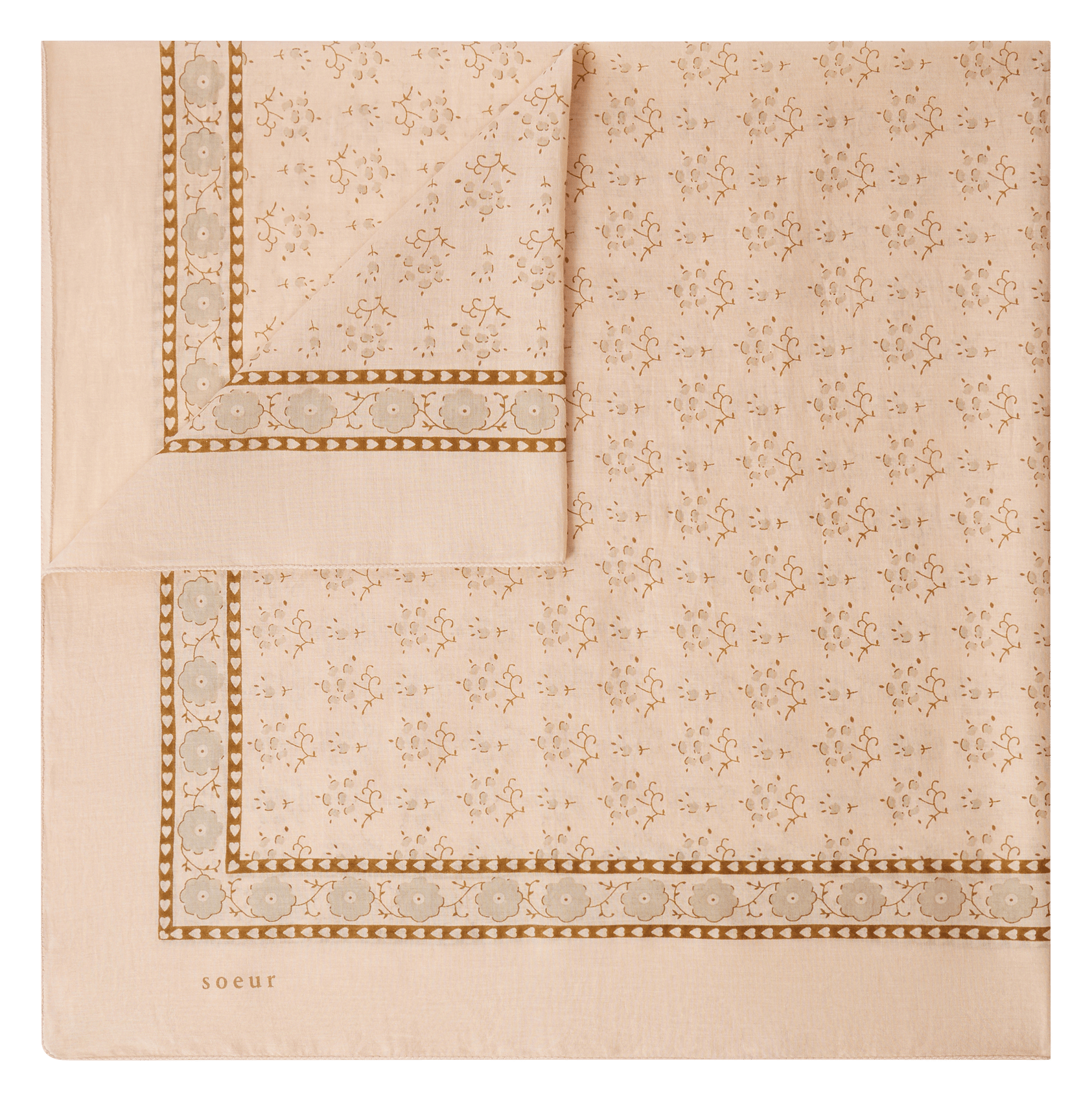 Foulard carré imprimé en coton SOEUR Rose