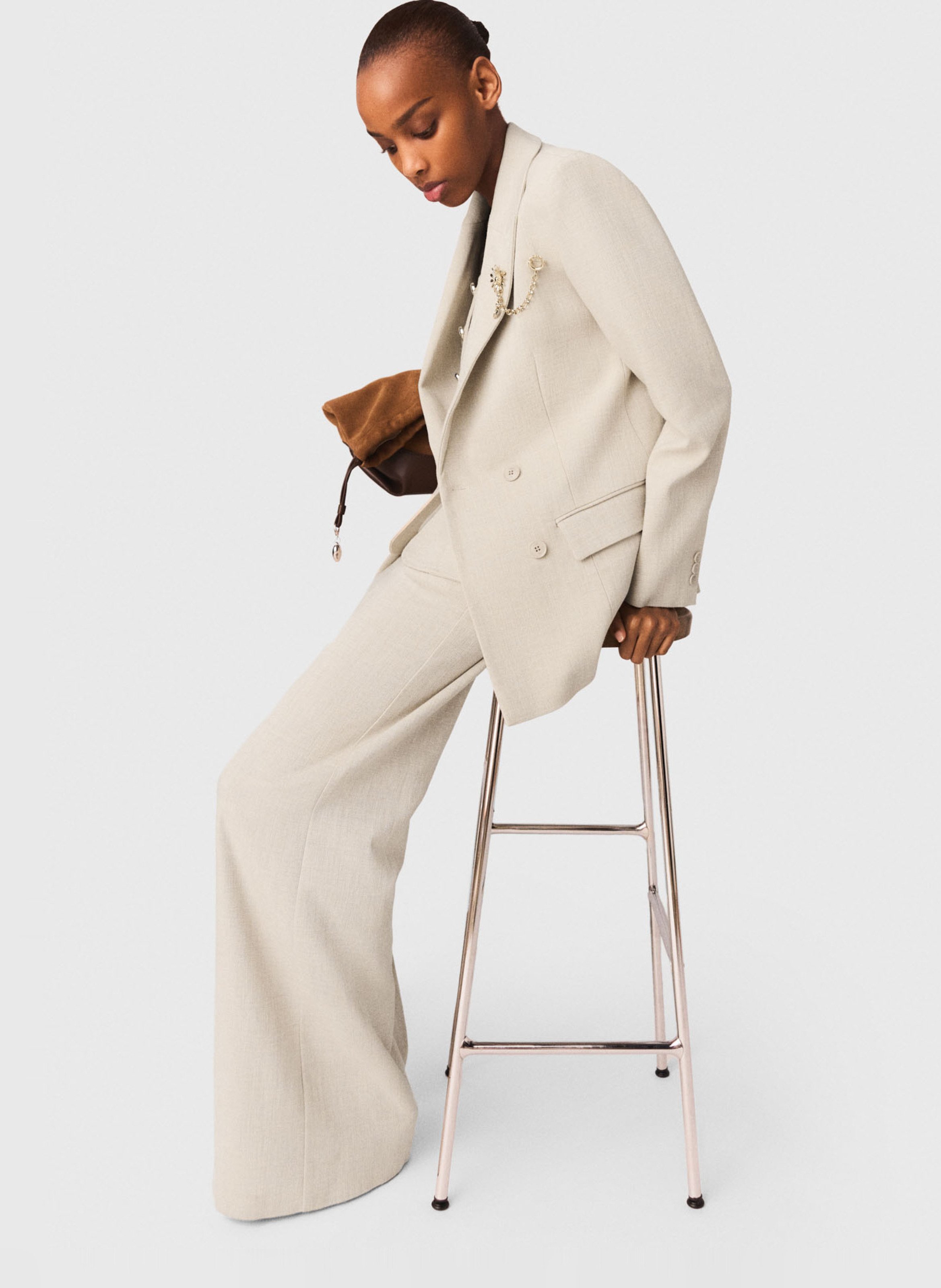 Veste col tailleur MAJE Beige