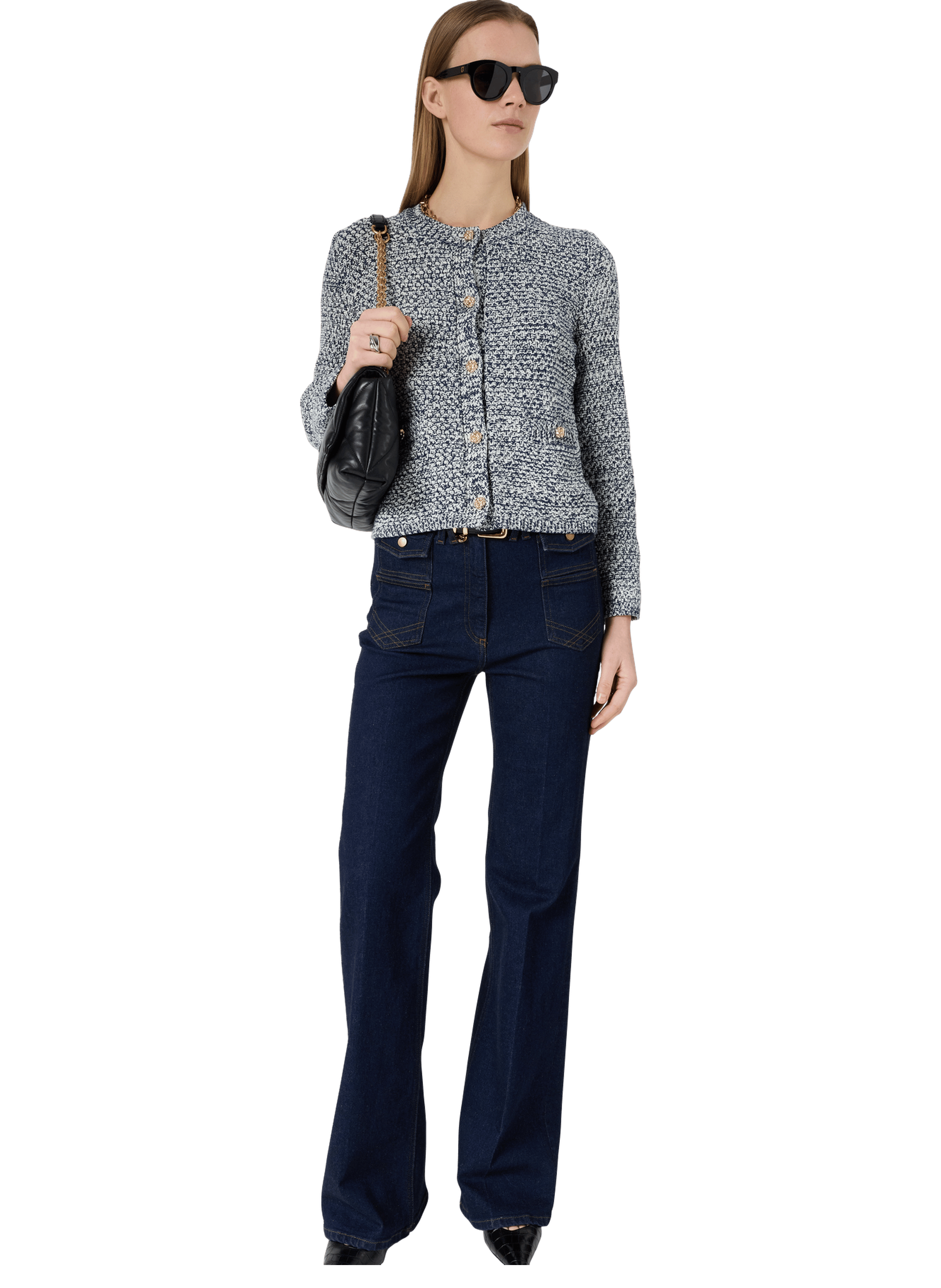 Gilet chiné à boutons dorés - leora GERARD DAREL Bleu