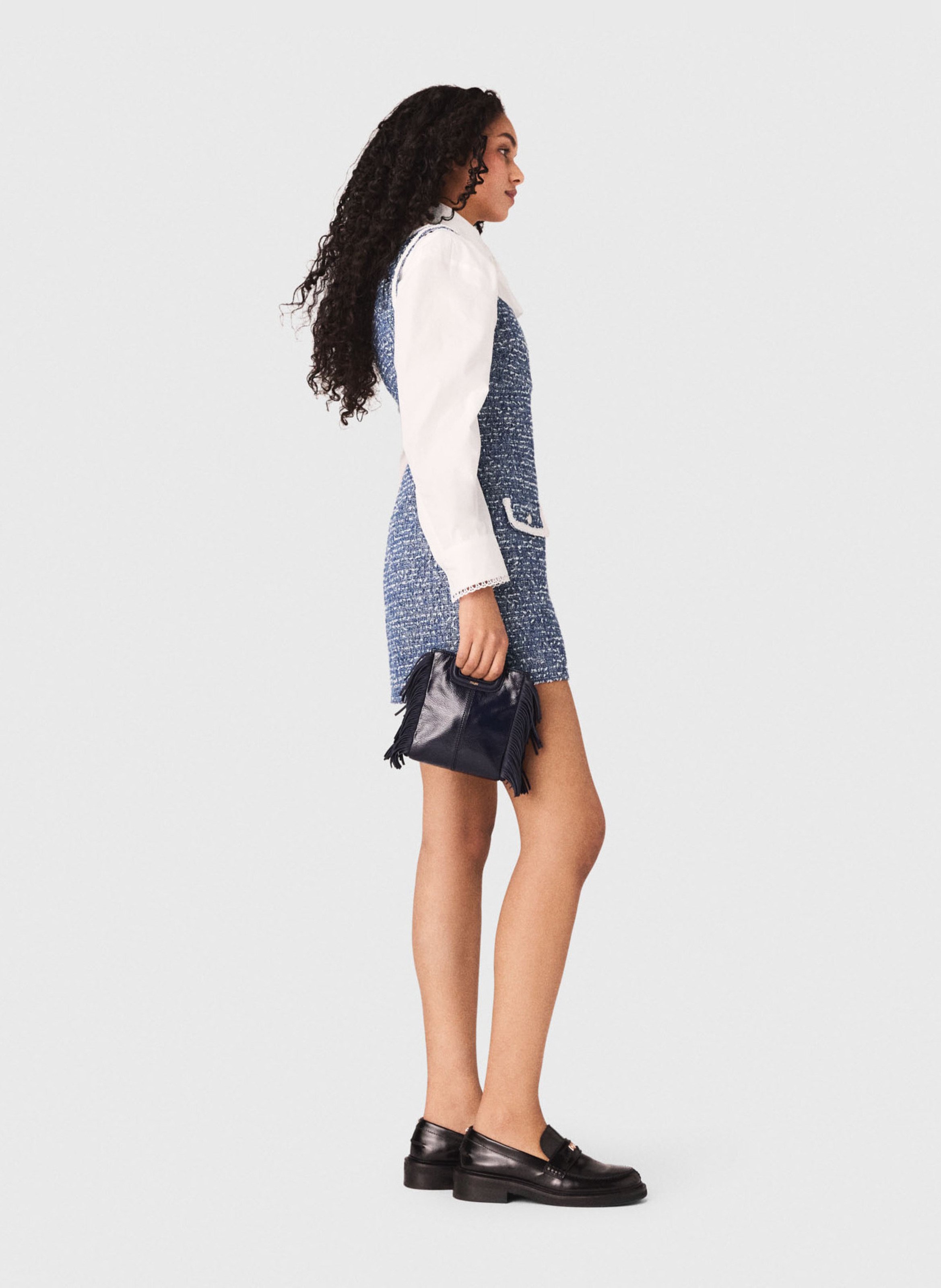 Robe courte ajustée en tweed MAJE Bleu