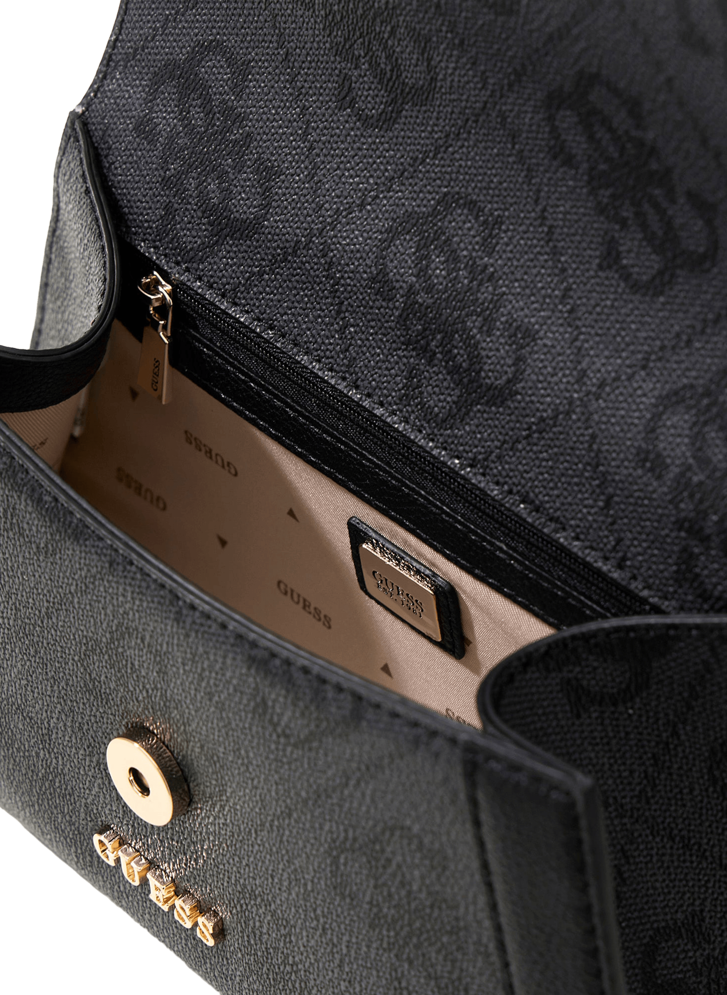 Sac porté épaule motif logo all over GUESS Gris