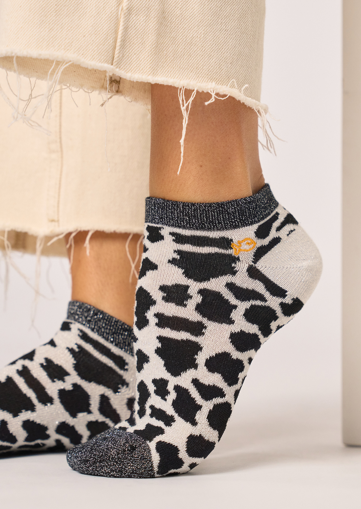 Socquettes en coton peigné vache BILLYBELT Noir