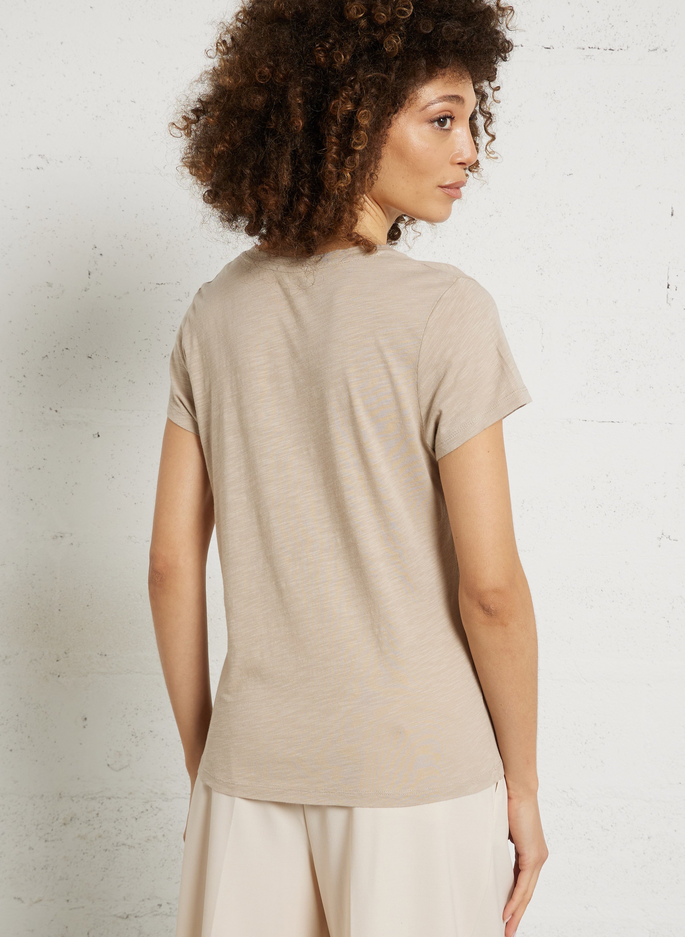 Tee-shirt col rond en coton mélangé jacksonville AMERICAN VINTAGE Beige