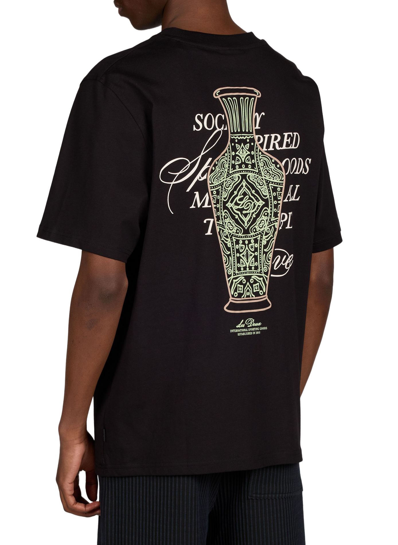 Printed Ben Faience T-shirt in organic cotton LES DEUX Black