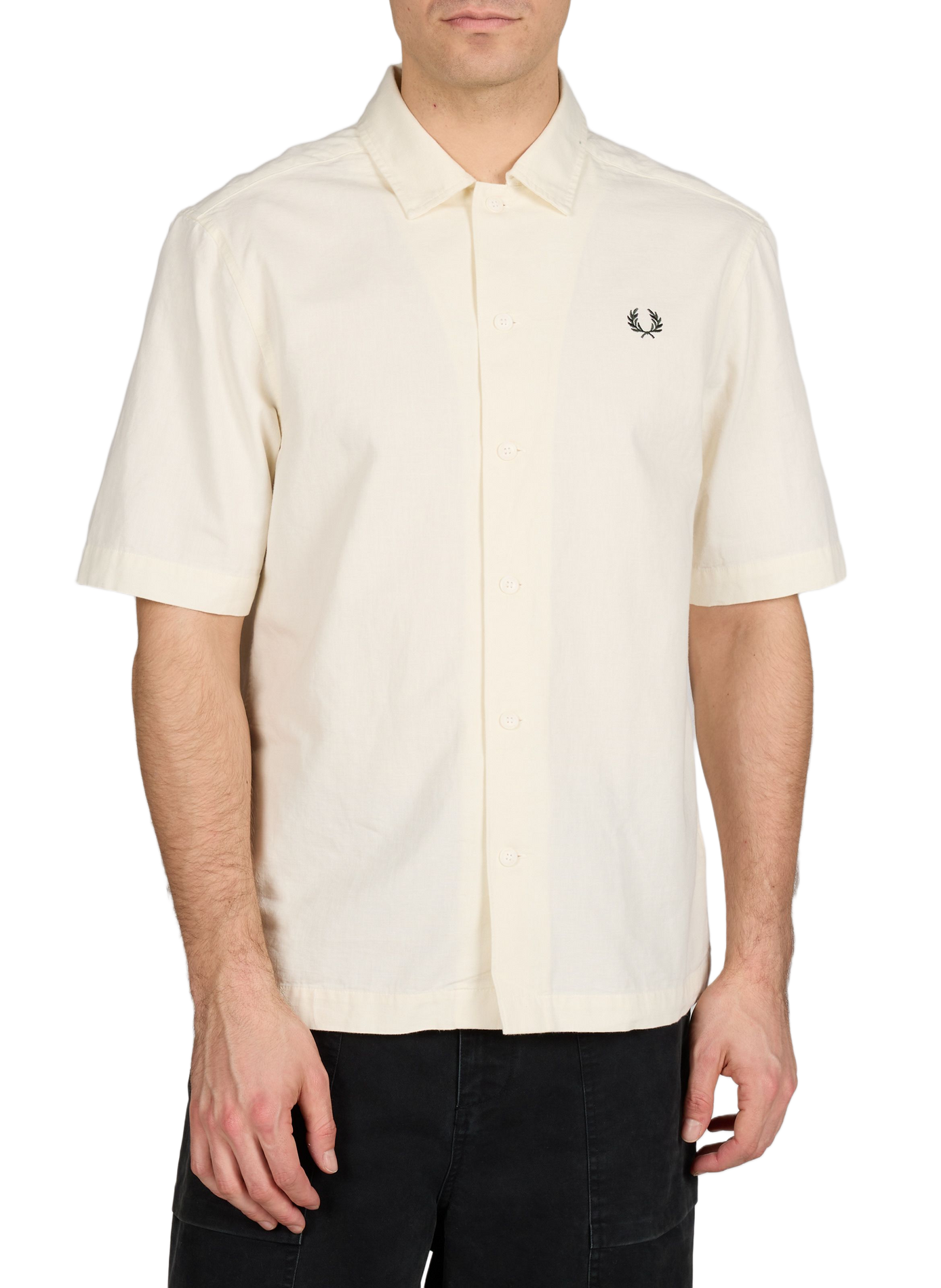 Chemise droite à manches courtes en coton FRED PERRY Beige