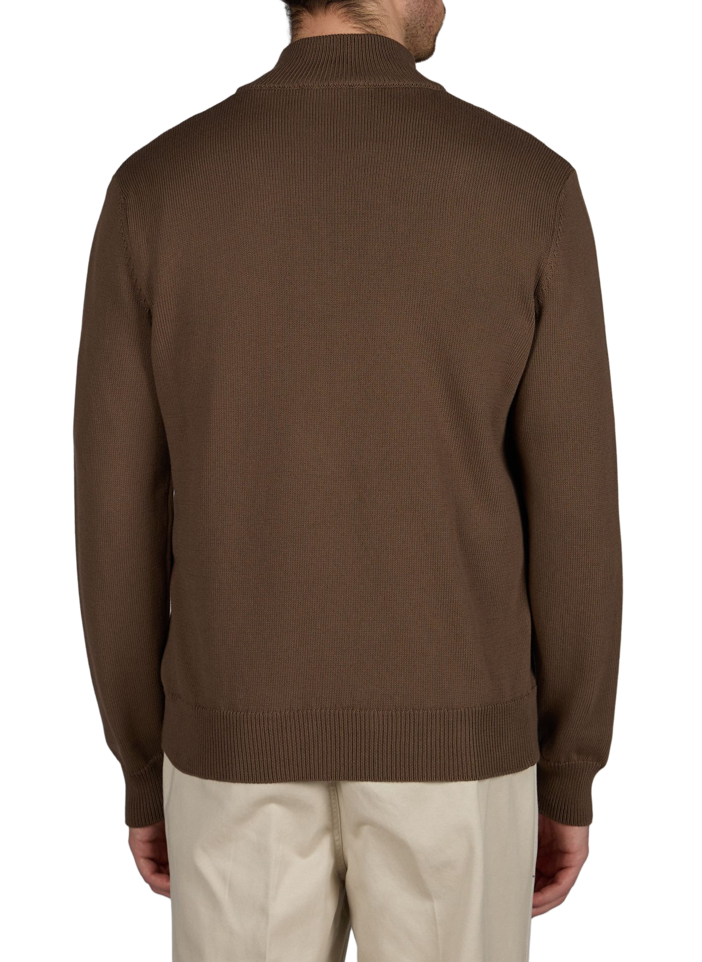 Pull zippé en coton EMPORIO ARMANI Marron