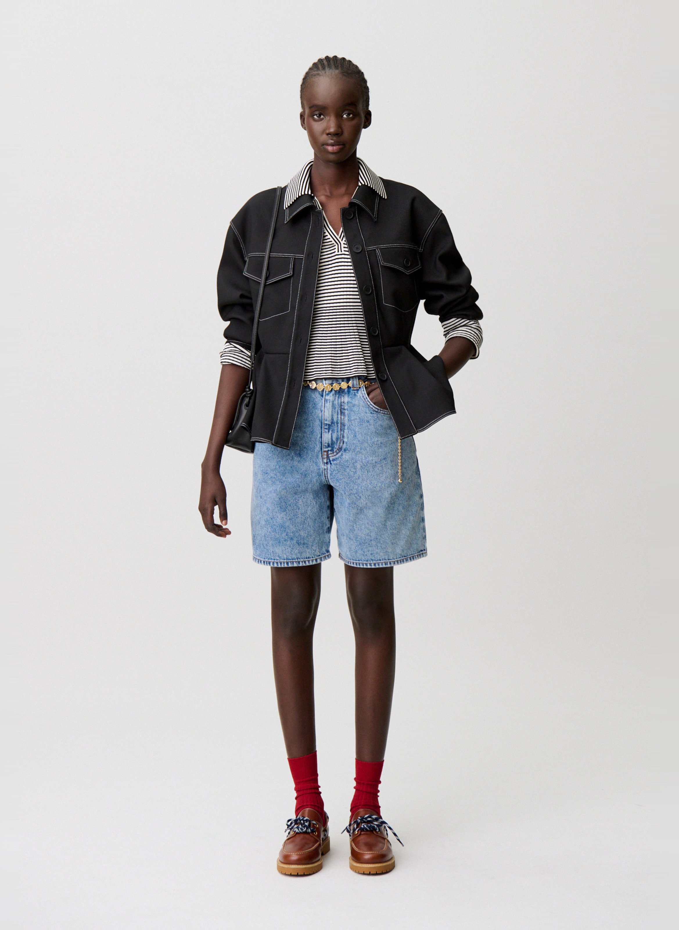 Short en jean large en coton CLAUDIE PIERLOT Bleu