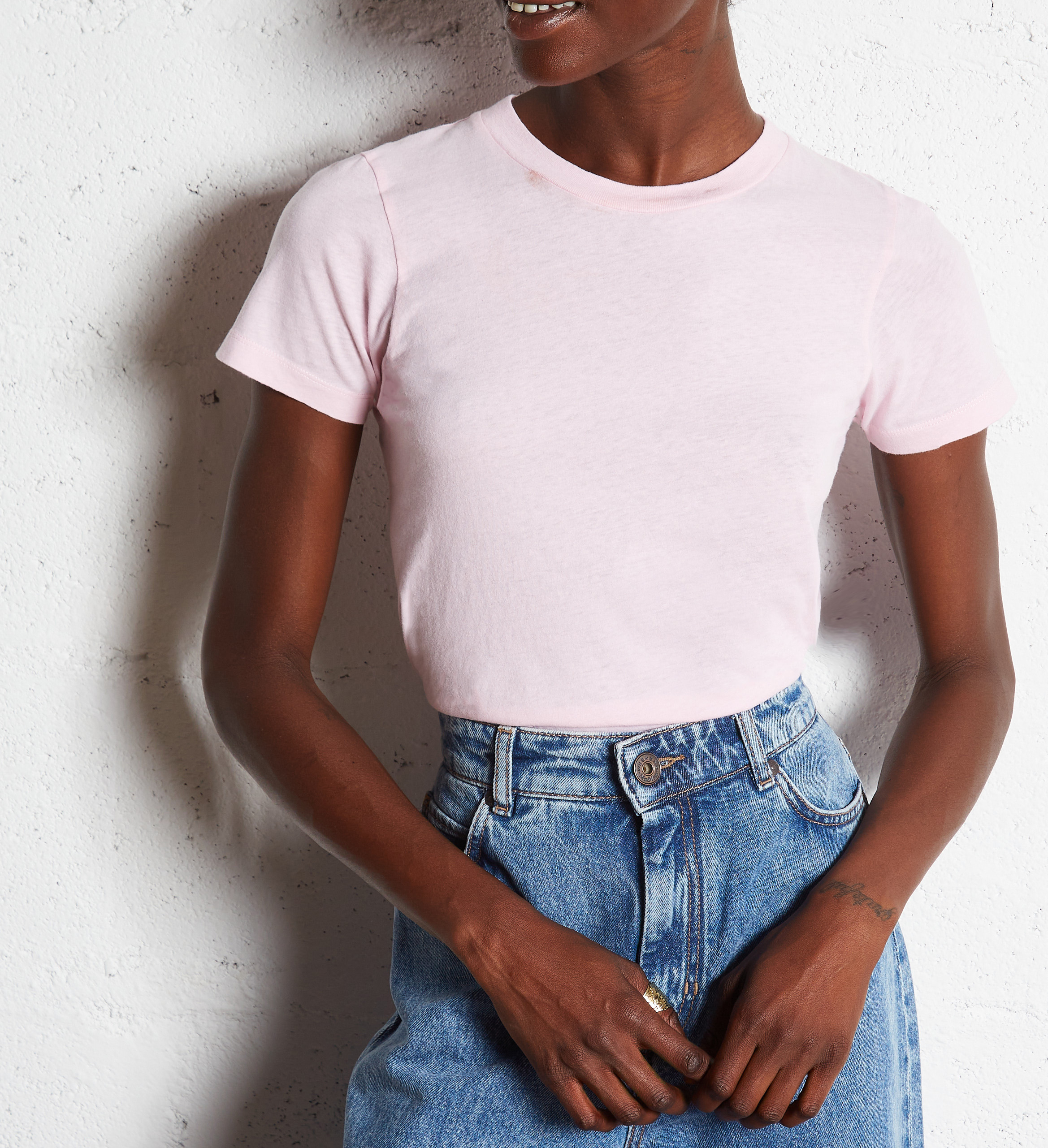 Tee-shirt col rond en coton gamipy AMERICAN VINTAGE Rose
