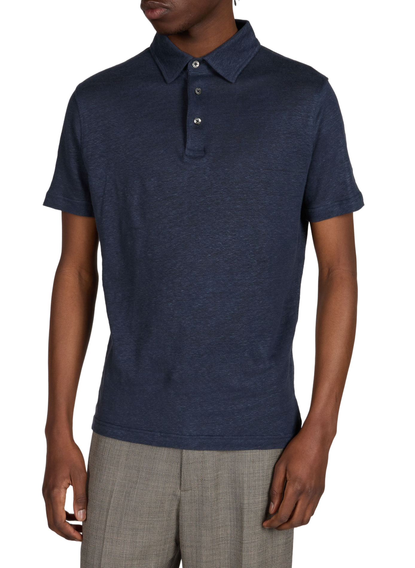 Short sleeve linen polo AURELIEN Blue