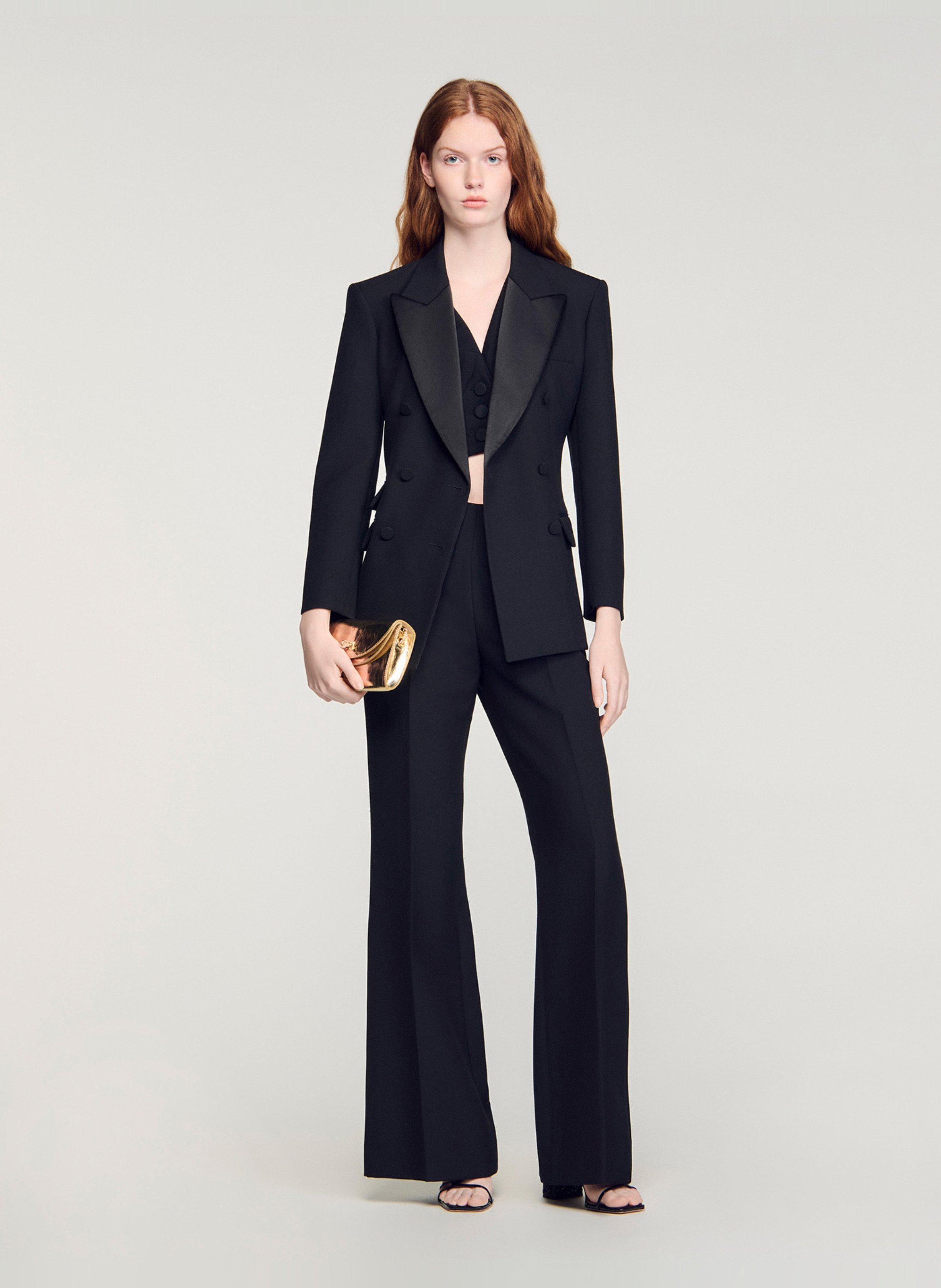 Pantalon évasé taille haute SANDRO Noir