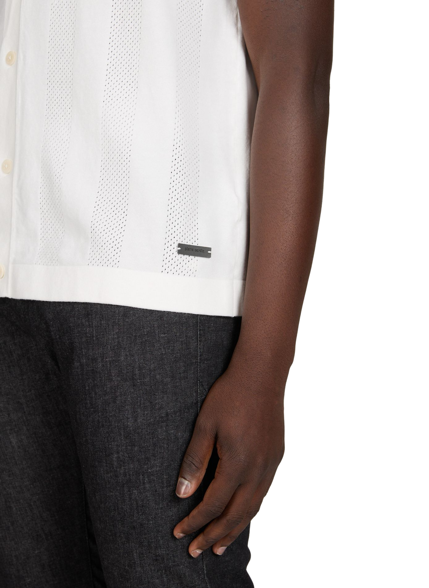 Chemise à manches courtes en coton mélangé PIERRE CARDIN Blanc
