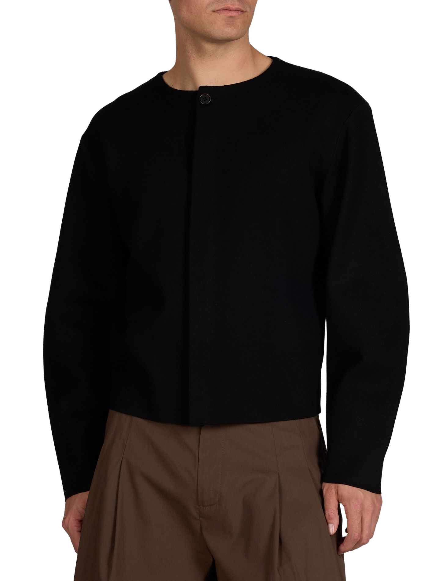Plain round-neck cardigan AMOMENTO Black