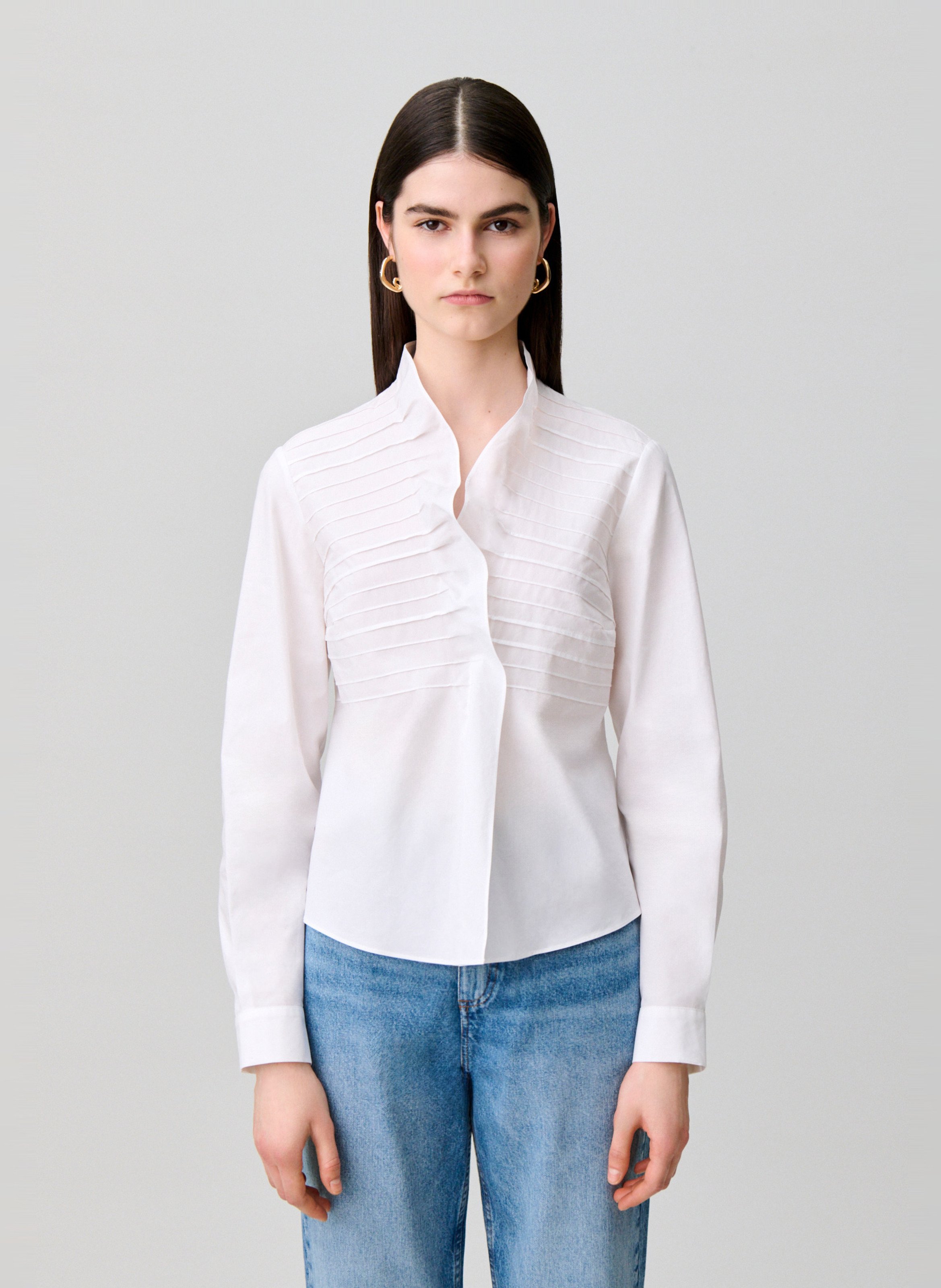 Chemise droite plissée unie CLAUDIE PIERLOT Blanc