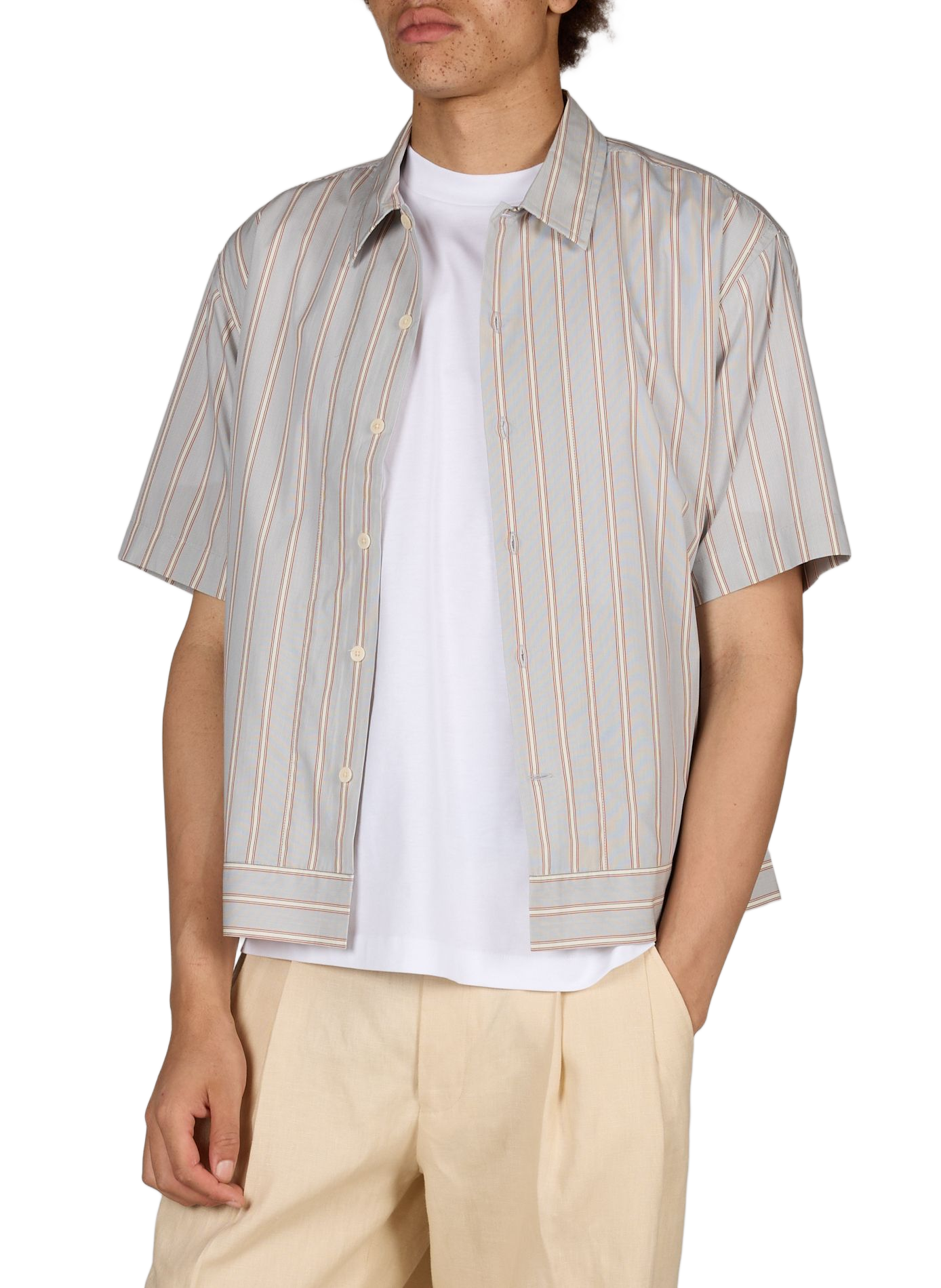 Reed striped shirt in a blend of cotton and linen NN.07 Multicolour