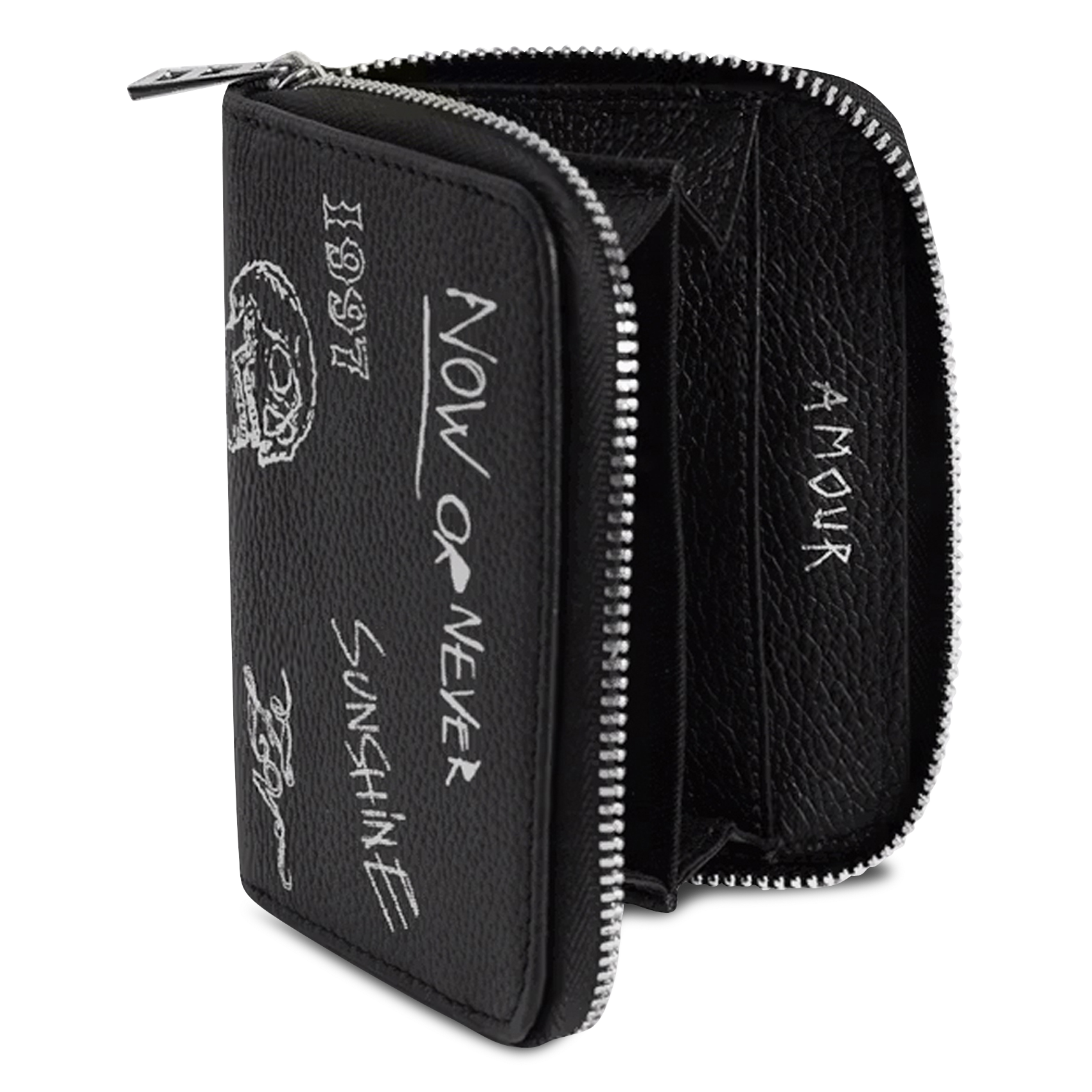 Porte-monnaie en cuir imprimé mini zv ZADIG&VOLTAIRE Noir