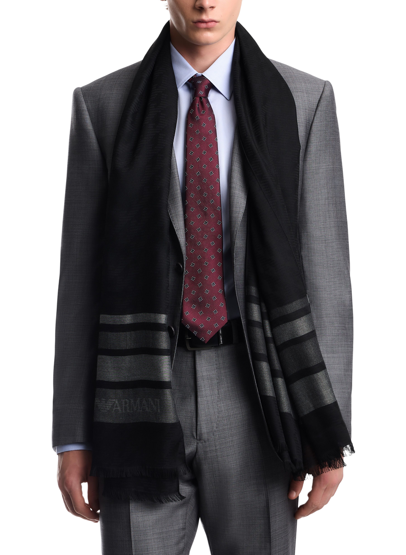 Schal mit Muster und Fransen EMPORIO ARMANI Mehrfarbig