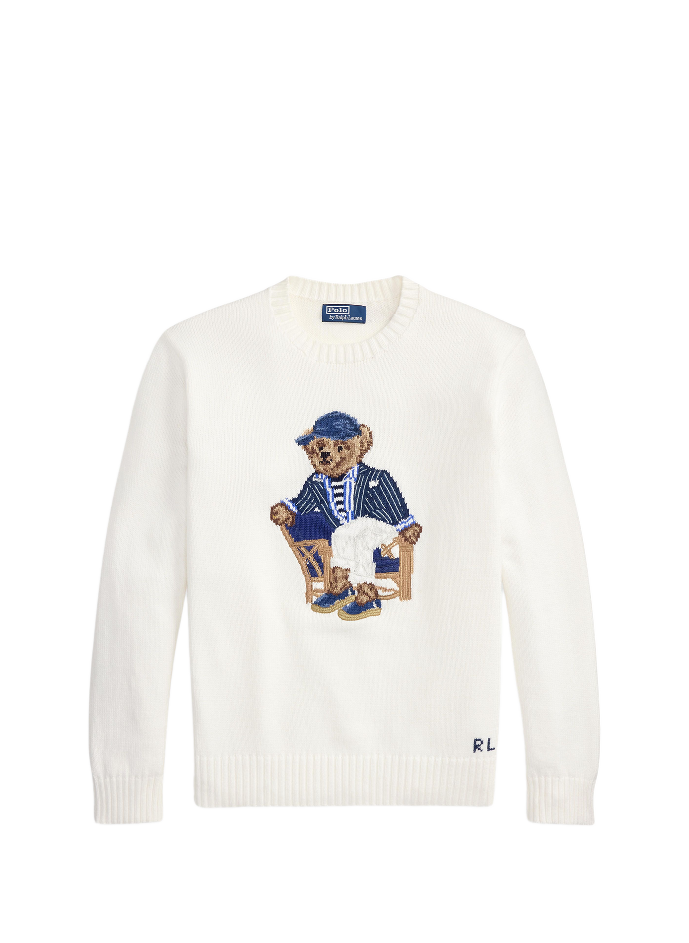 Intarsia knit sweater with Polo Bear motif in cotton POLO RALPH LAUREN White