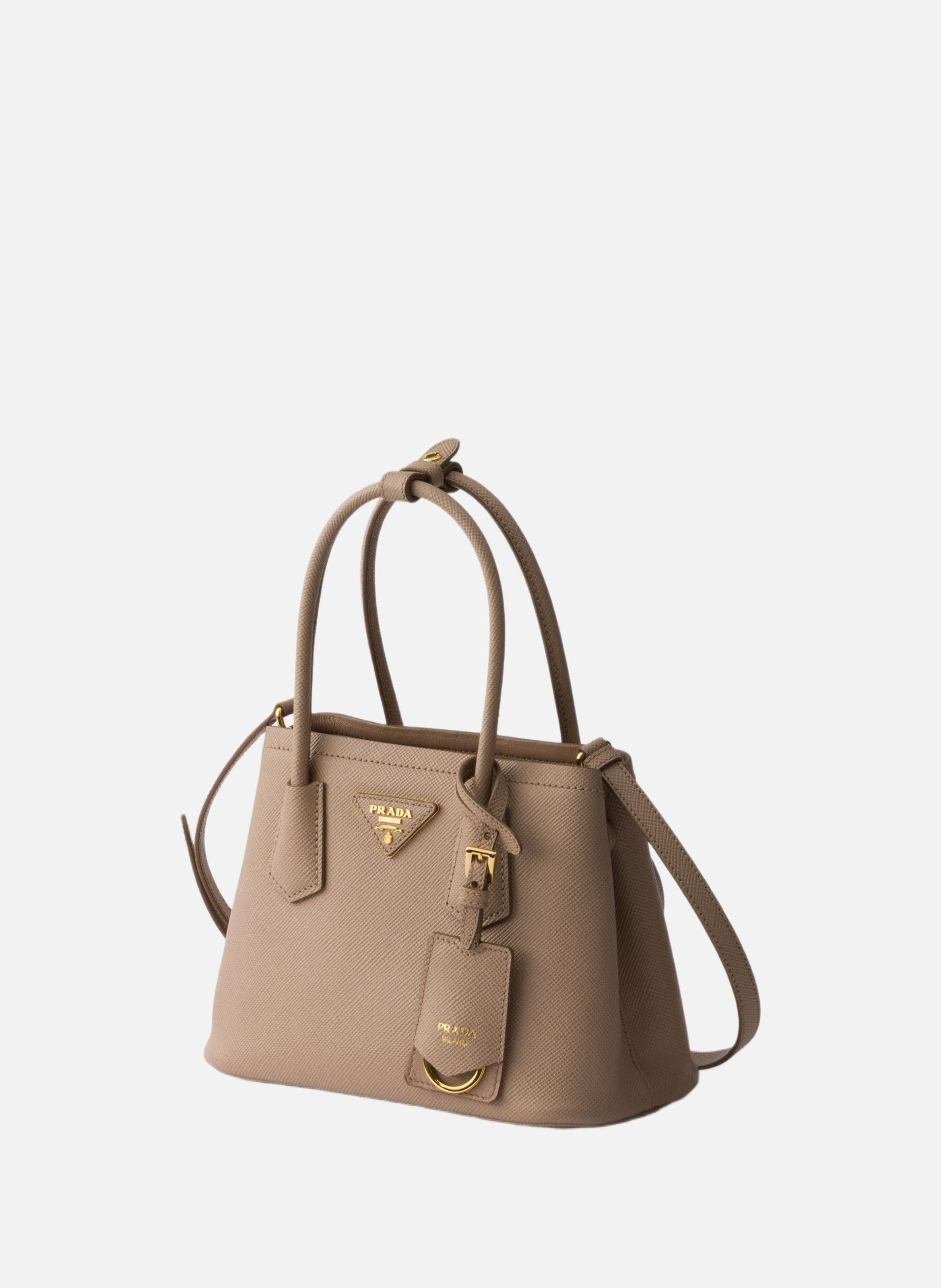 Mini sac prada double en cuir saffiano PRADA Rose