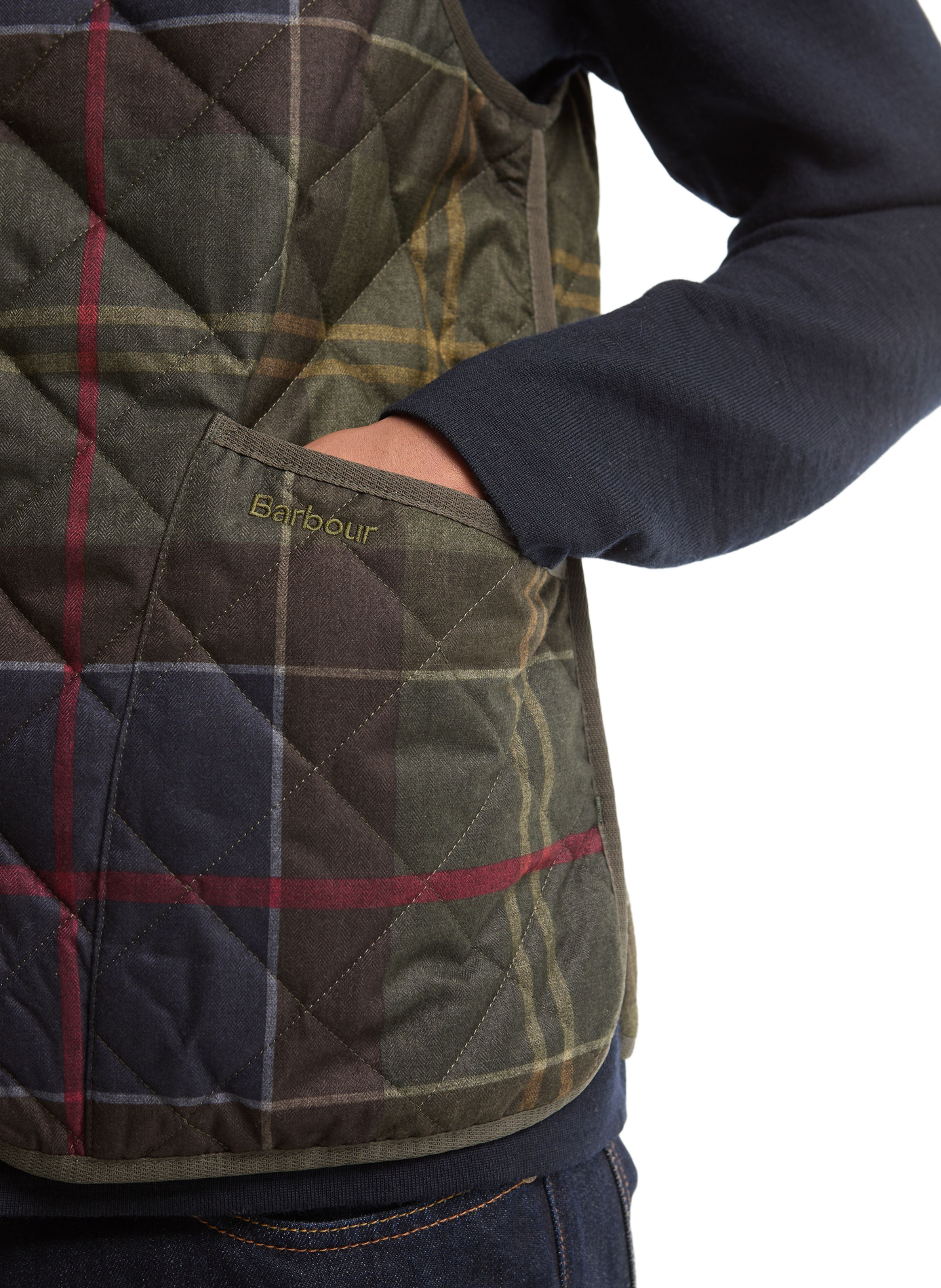 Sleeveless straight checkered jacket BARBOUR Multicolour