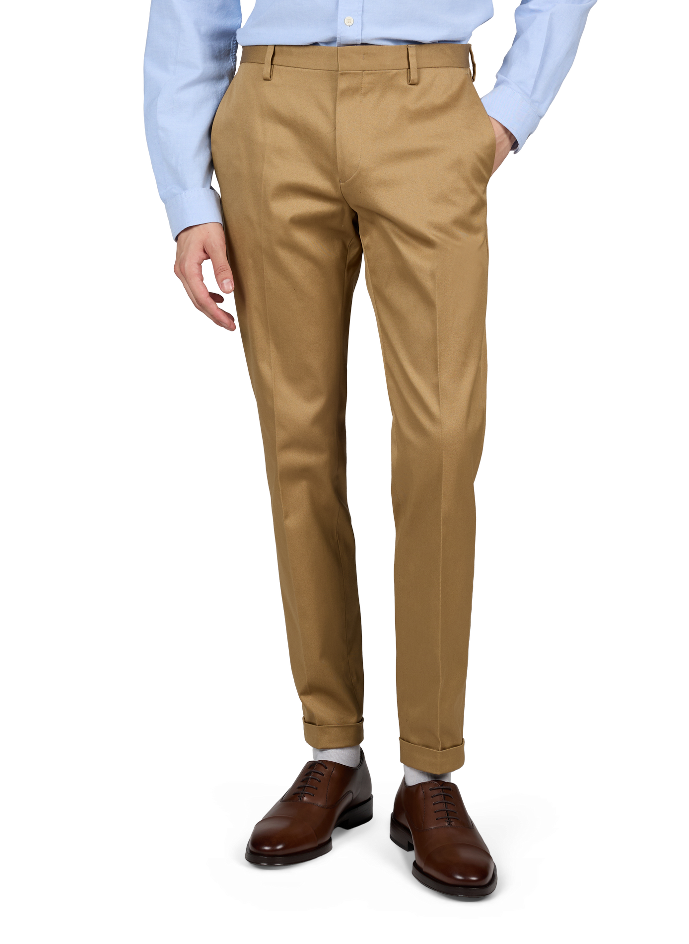 Pantalon chino slim à taille basse en coton mélangé PAUL SMITH Marron