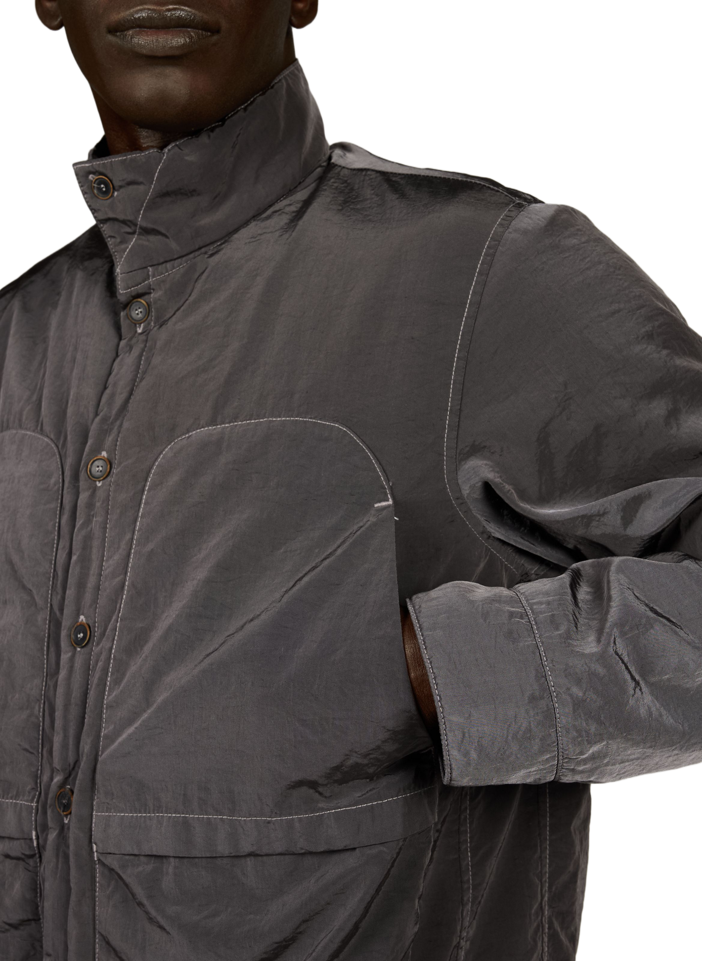 Light straight jacket with high collar RANRA Grey