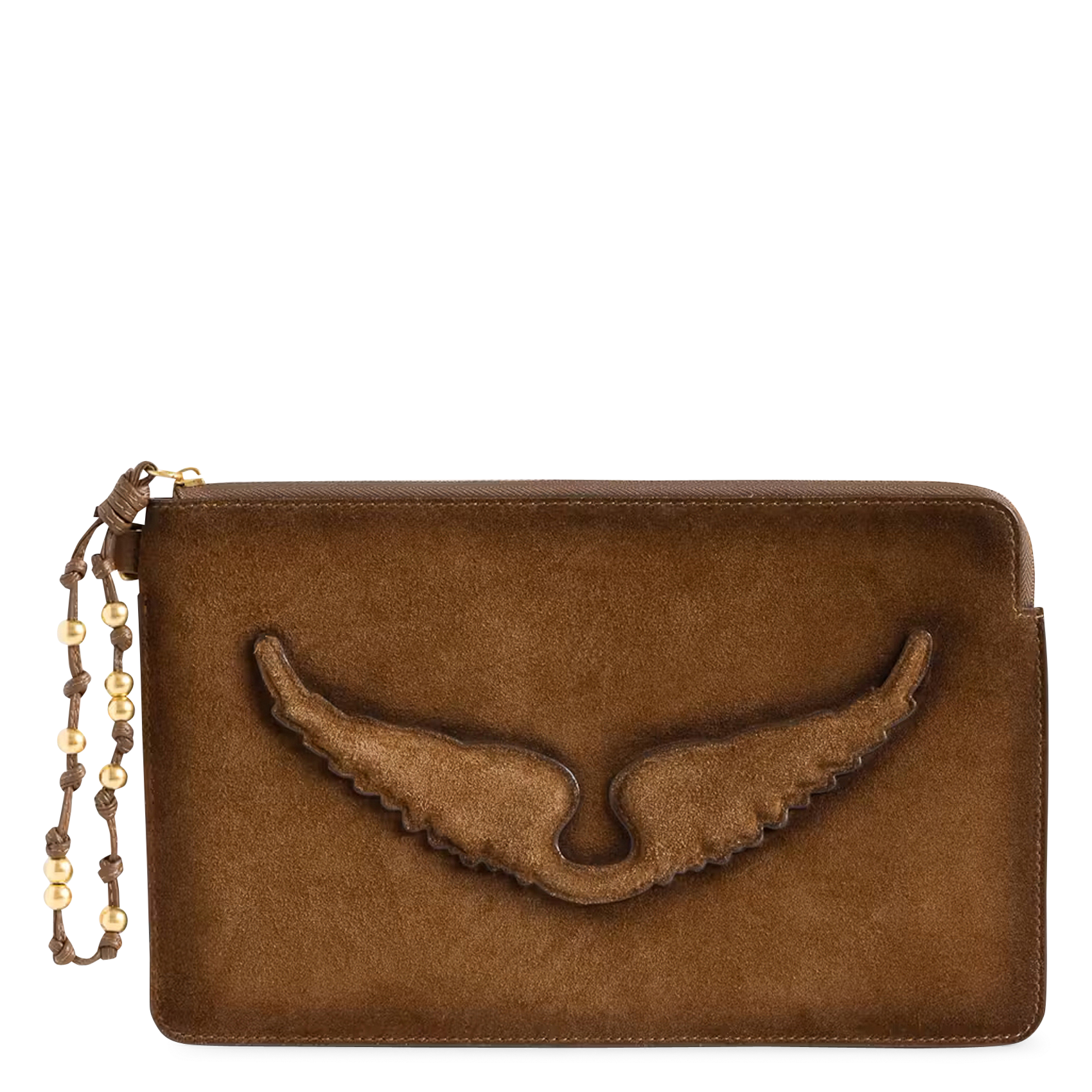 Ritstas van suèdeleer engel tasje ZADIG&VOLTAIRE Bruin