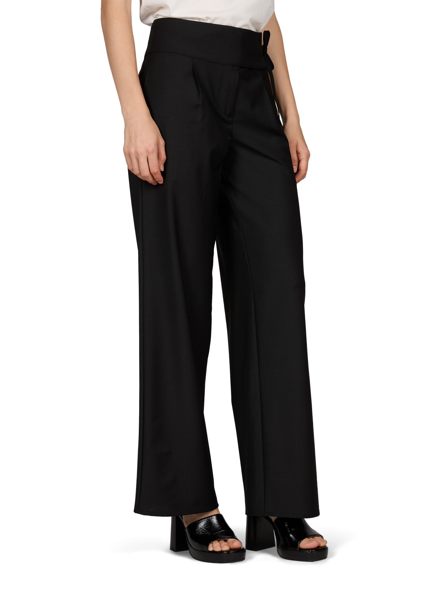 Wide-leg trousers with plain belt THINKING MU Black