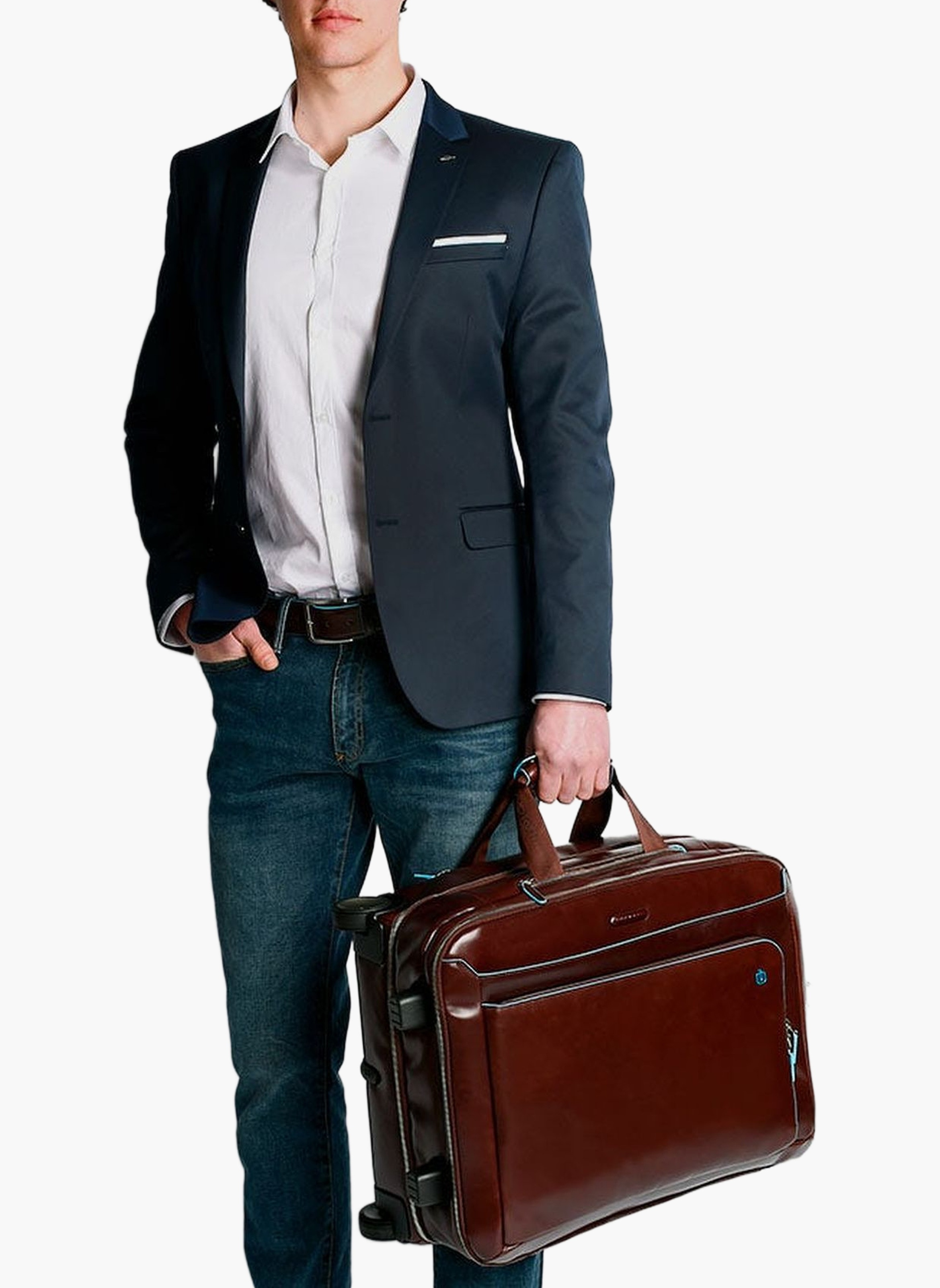 Valise à roulettes cabine avec coque à vêtements | Rouge PIQUADRO Homme