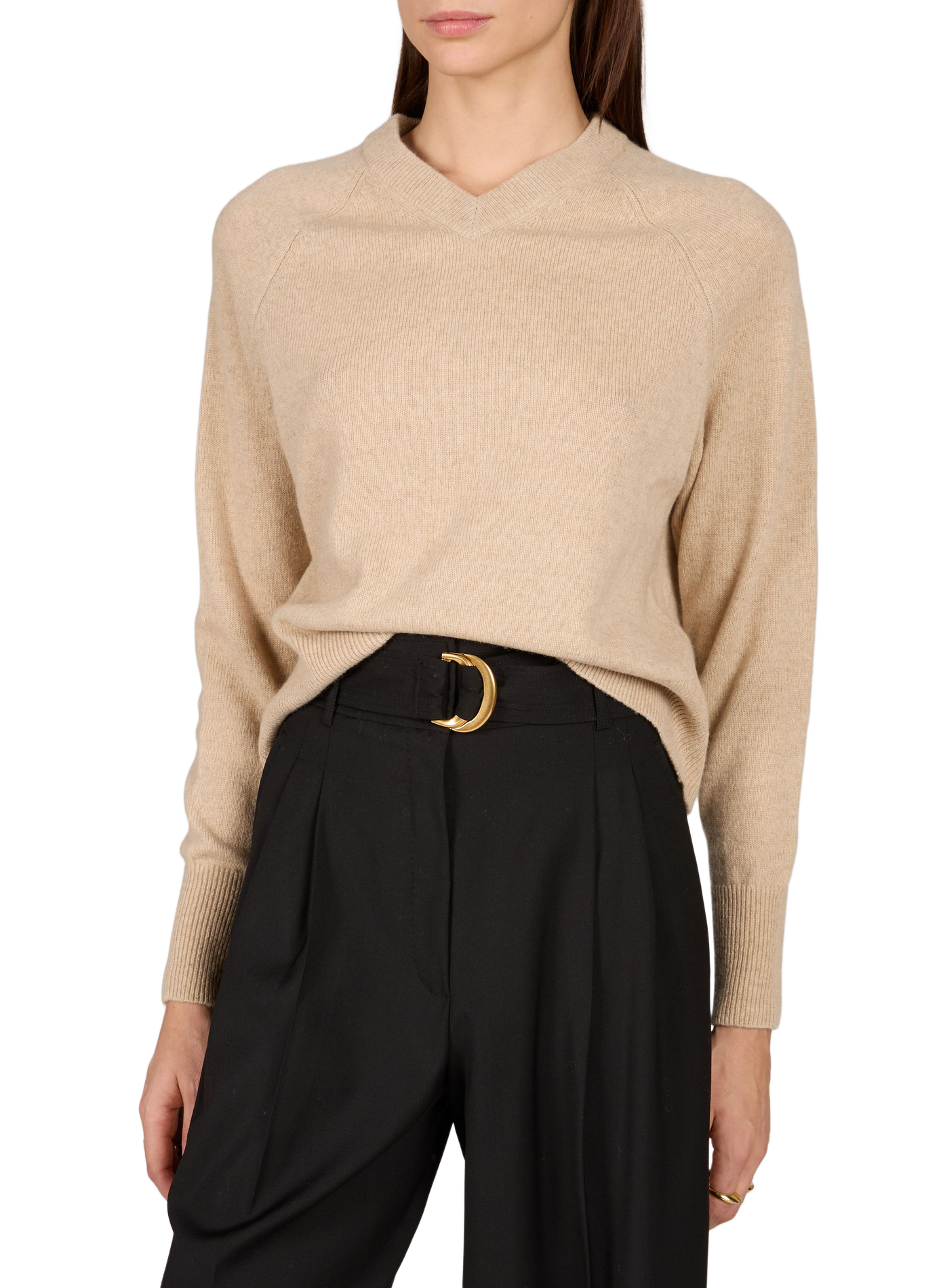 Weiter V-Ausschnitt-Pullover aus Kaschmir. MAX MARA WEEK END Beige