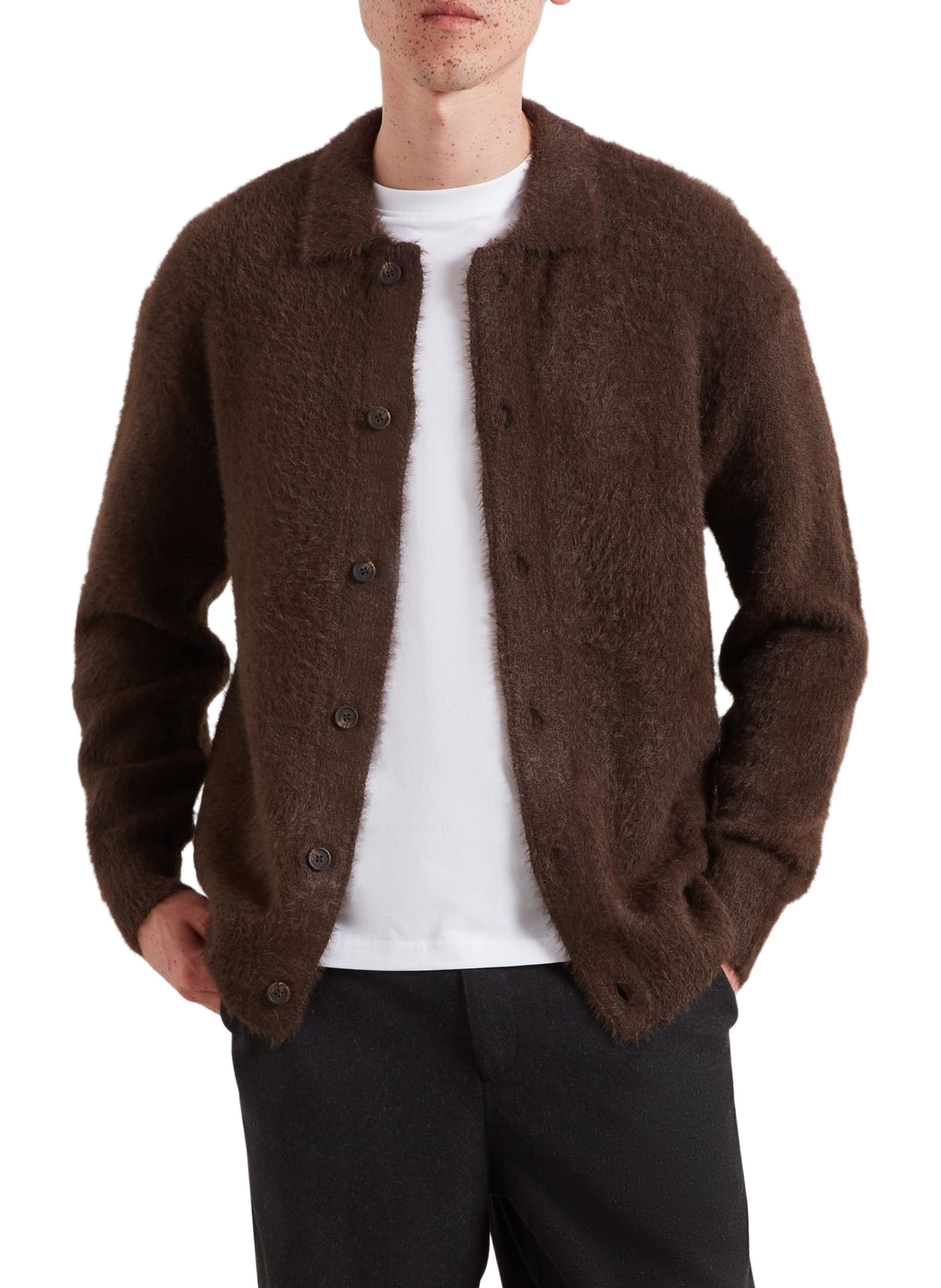 Cardigan droit à manches longues FARAH Marron