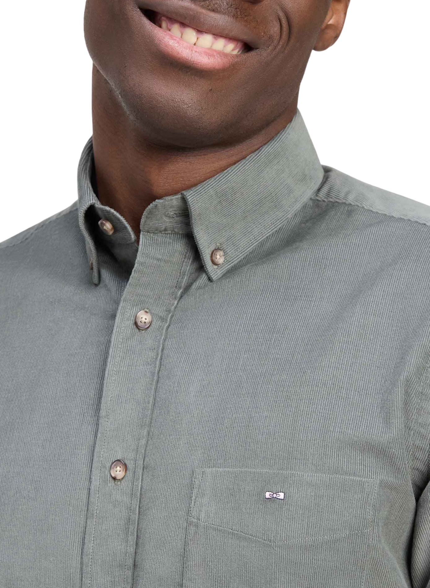 Chemise côtelé droit en coton EDEN PARK Kaki
