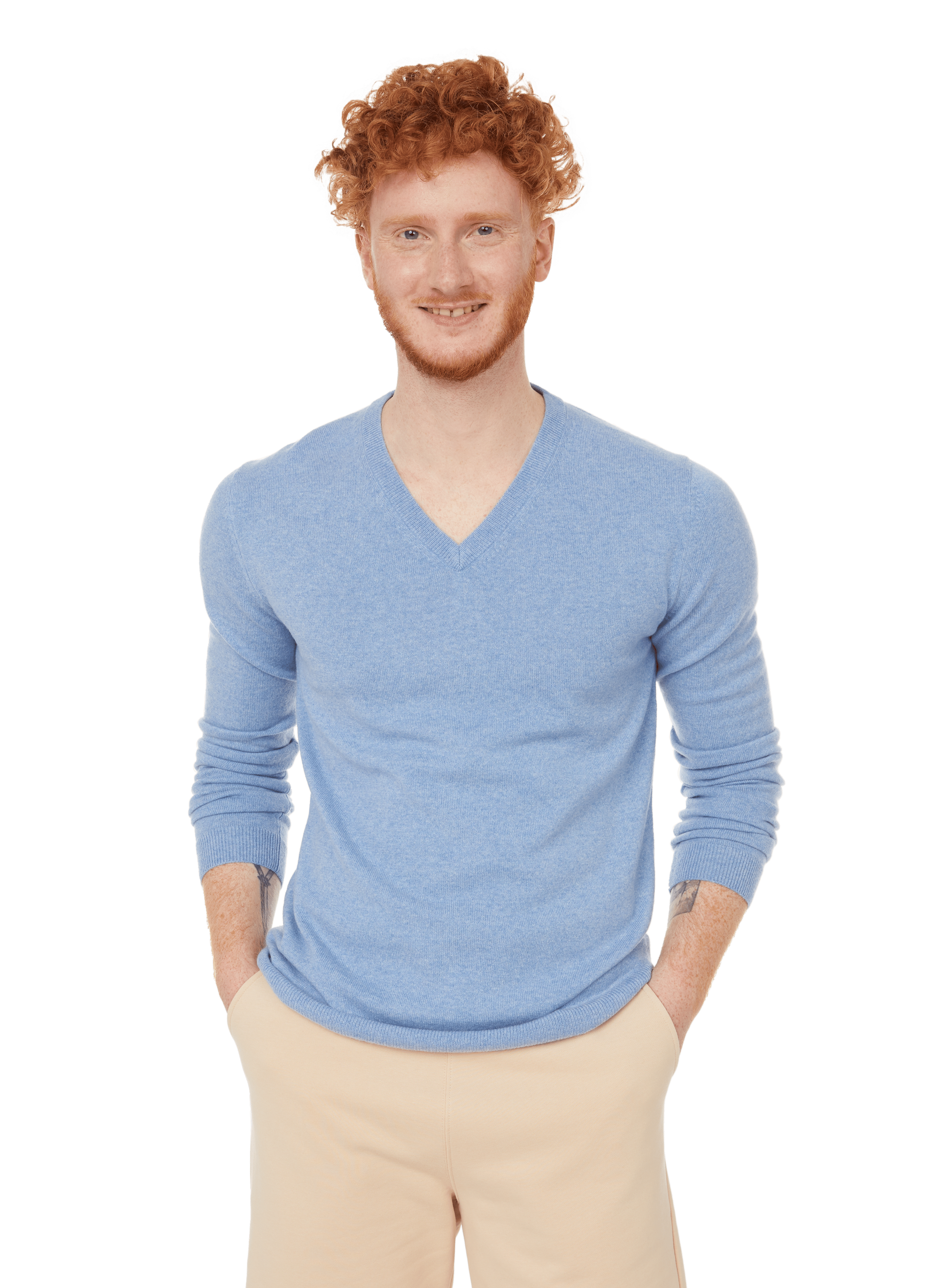 AU PRINTEMPS PARIS Cashmere V-neck jumper Blue