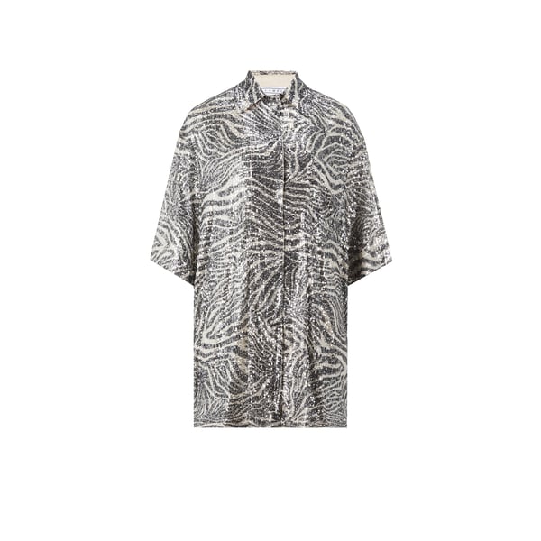 Chemise longue à sequins et imprimé zébré