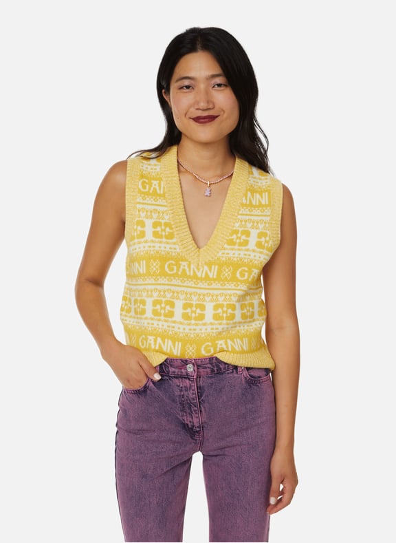 Ganni yellow top hotsell