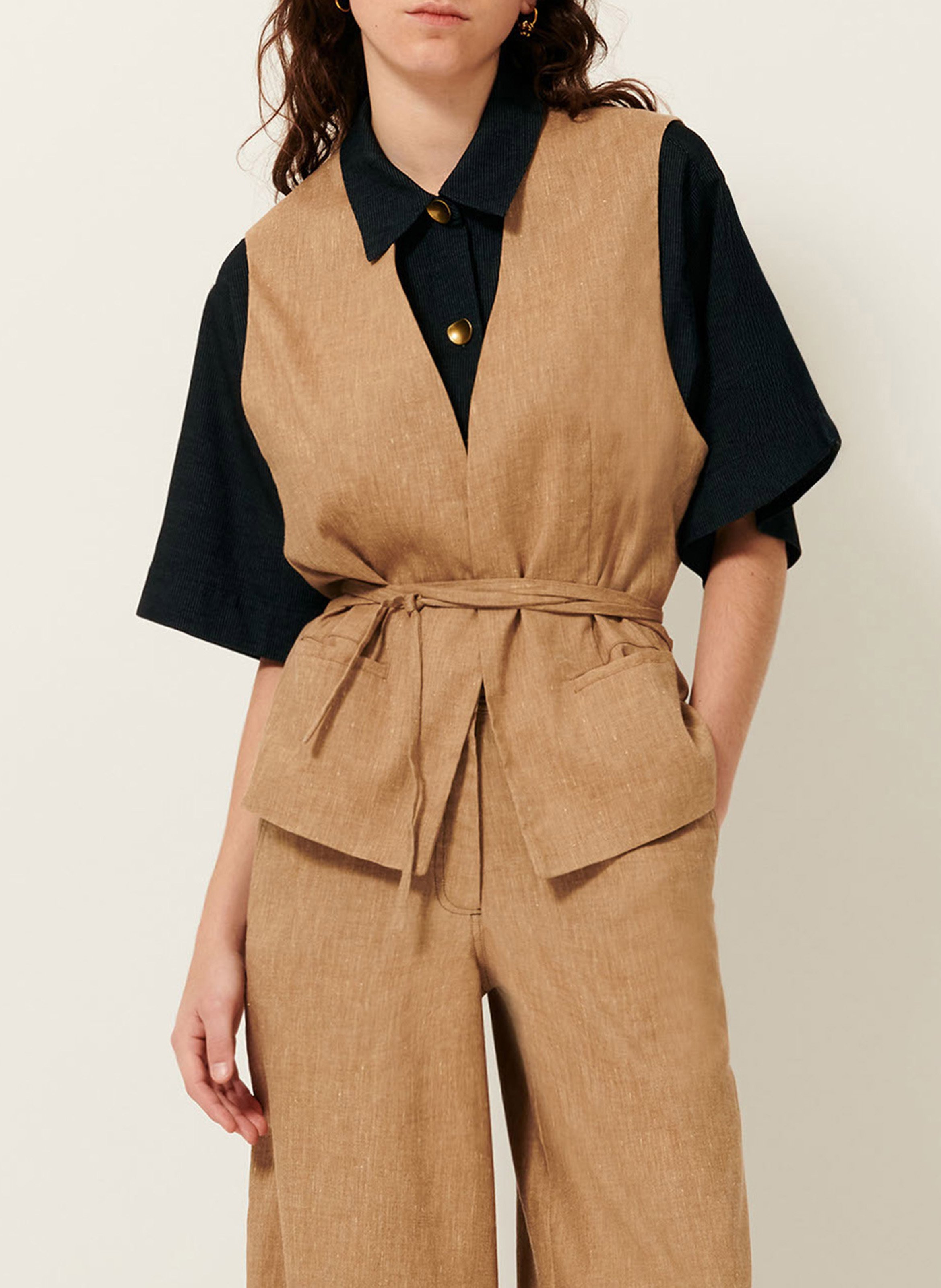 Veste tailleur droite en lin mélangé marcello SESSUN Beige