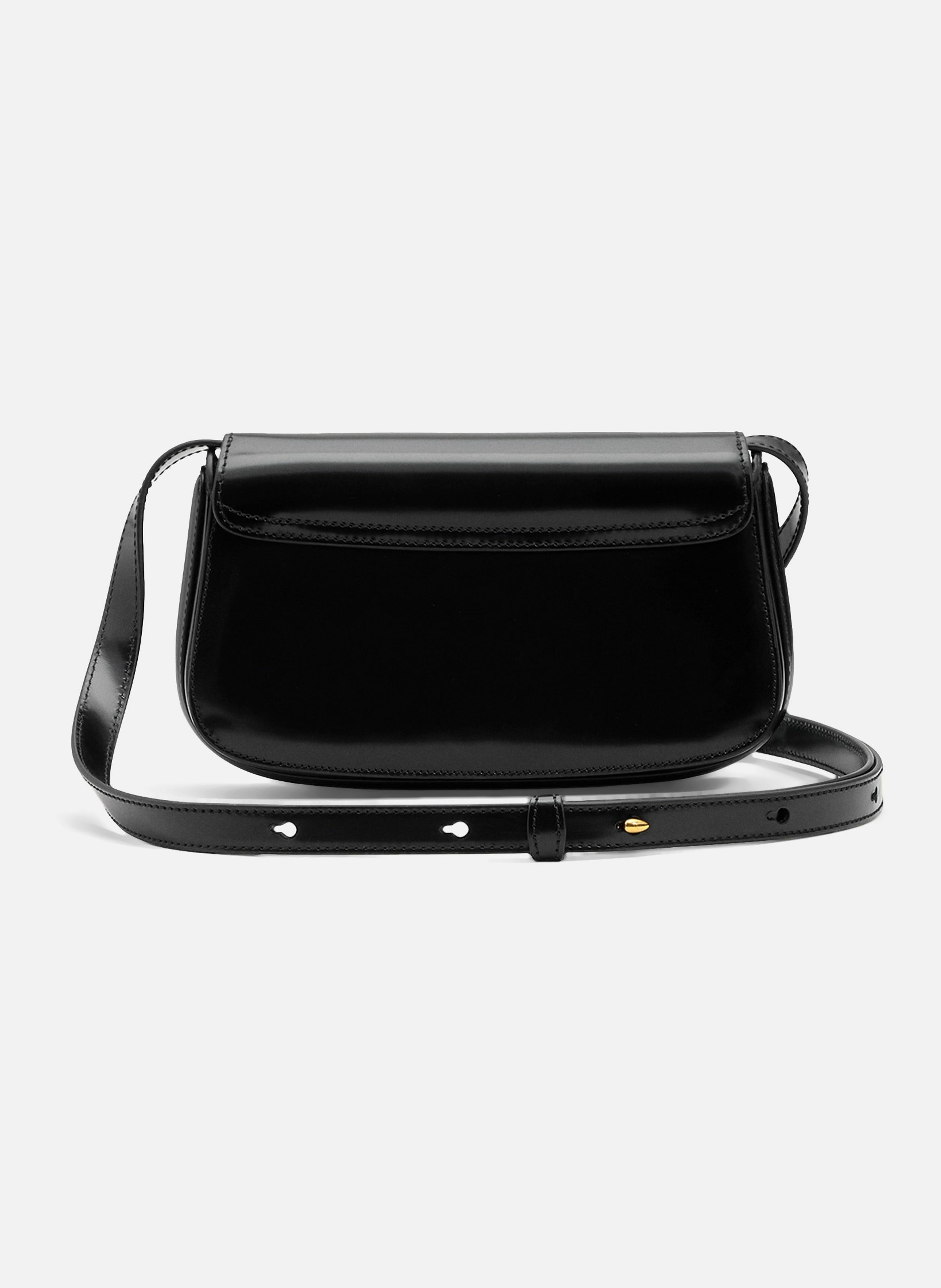 Sac porté croisé paris paris petit en cuir glacé unisexe Noir