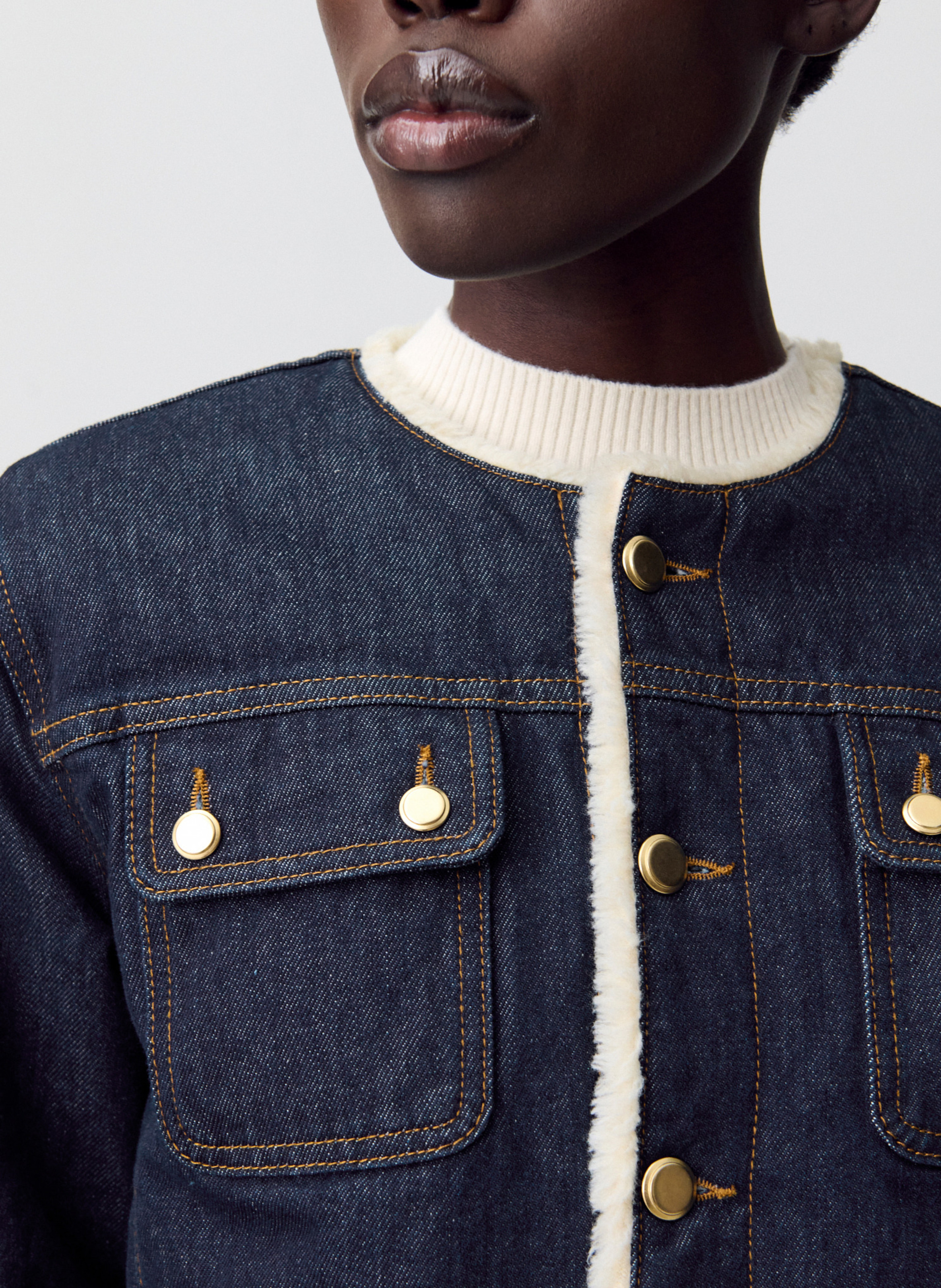Veste en jean col rond valya CLAUDIE PIERLOT Bleu