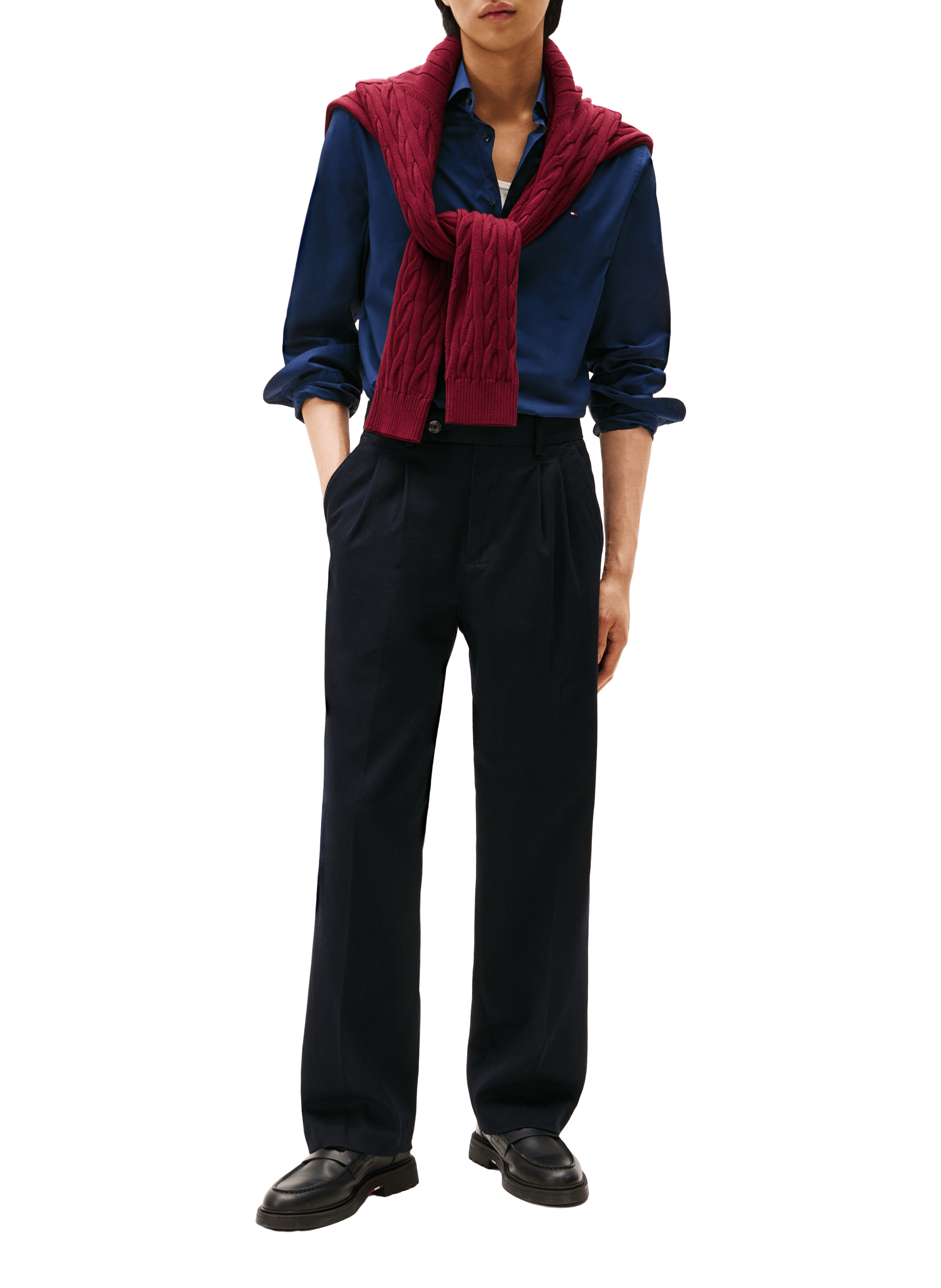 Slim cotton-blend shirt TOMMY HILFIGER Blue