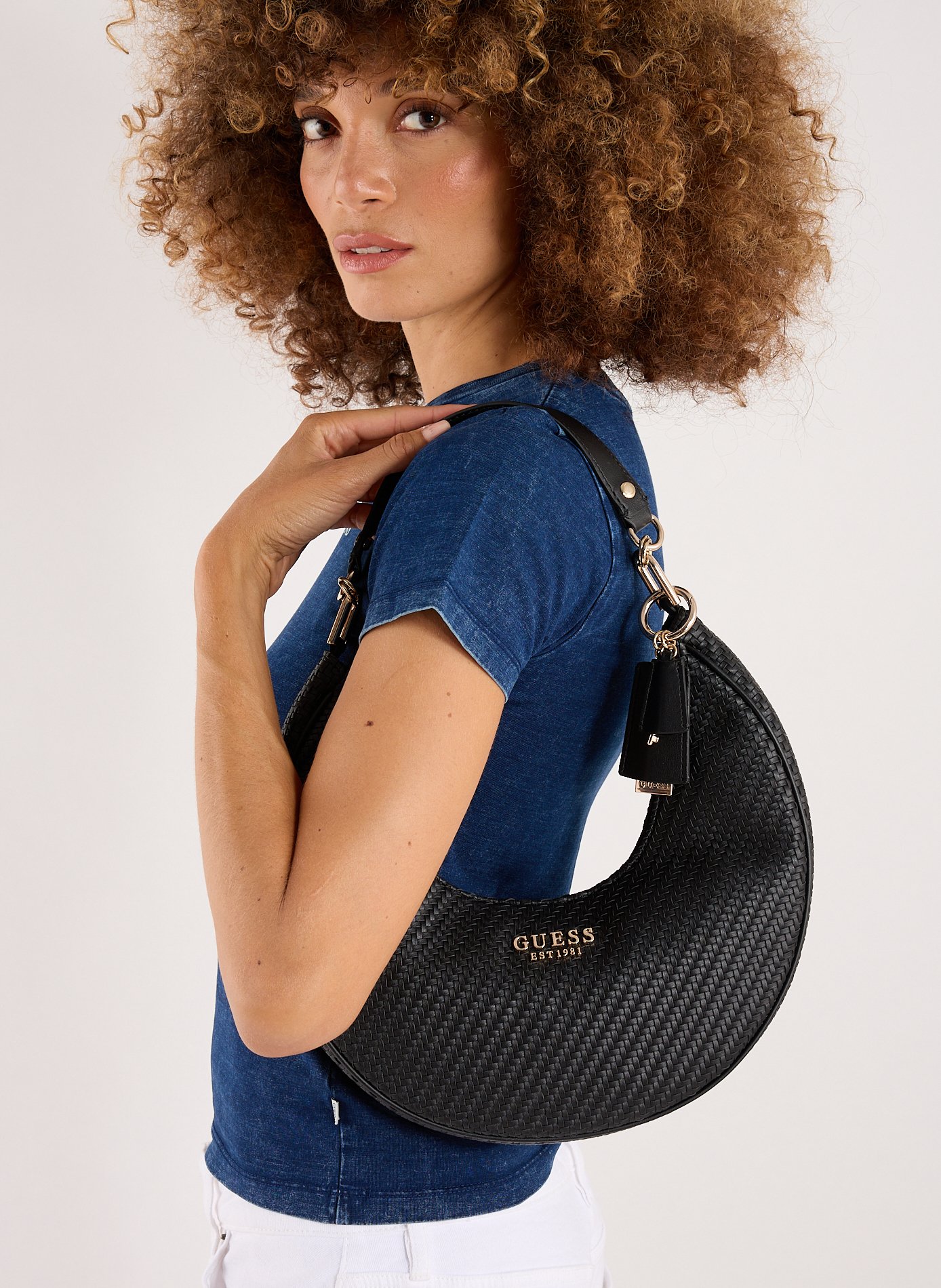 Braided Hobo Handbag GUESS Black