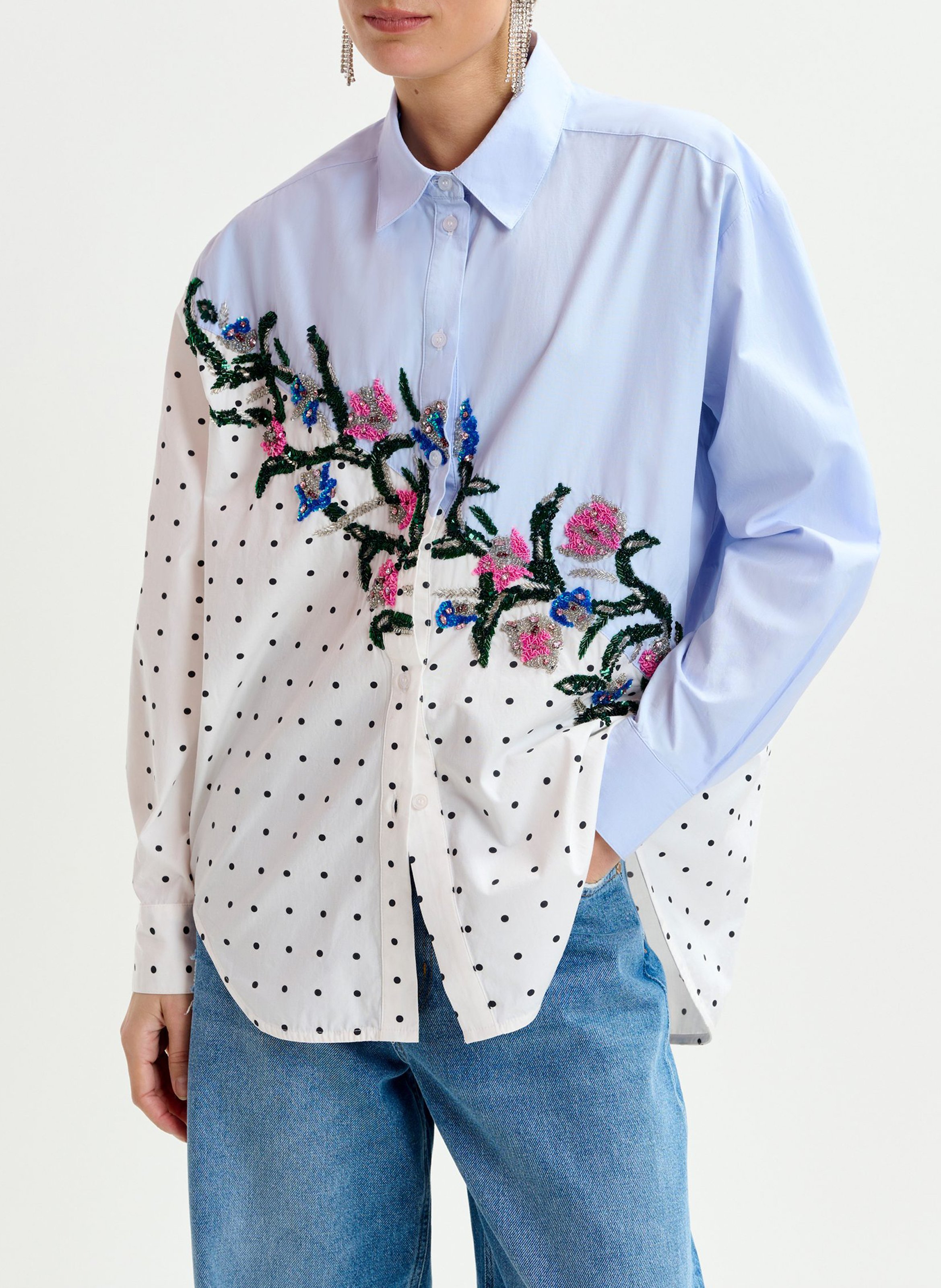 Chemise oversize fantaisie en coton Independence ESSENTIEL ANTWERP Bleu