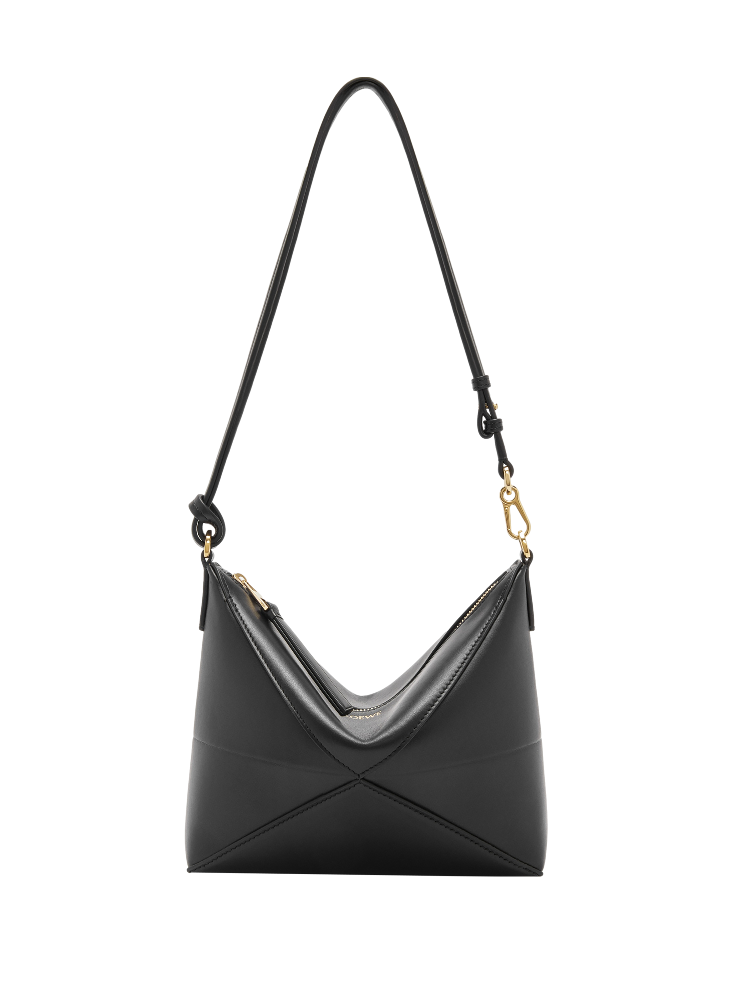 LOEWE Puzzle Fold pouch en cuir de veau nappa brillant Black