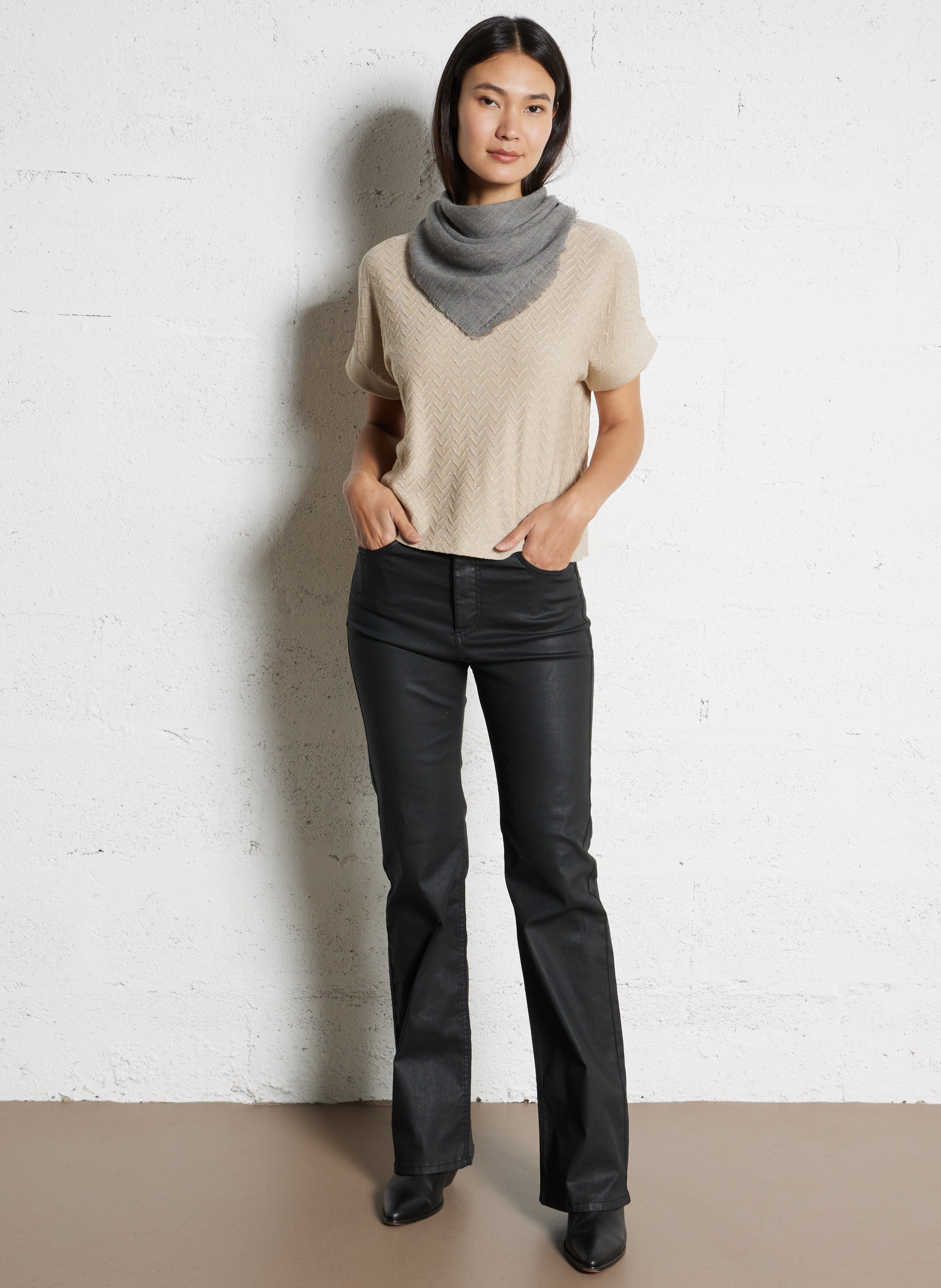 Jean bootcut enduit victoria IKKS Noir