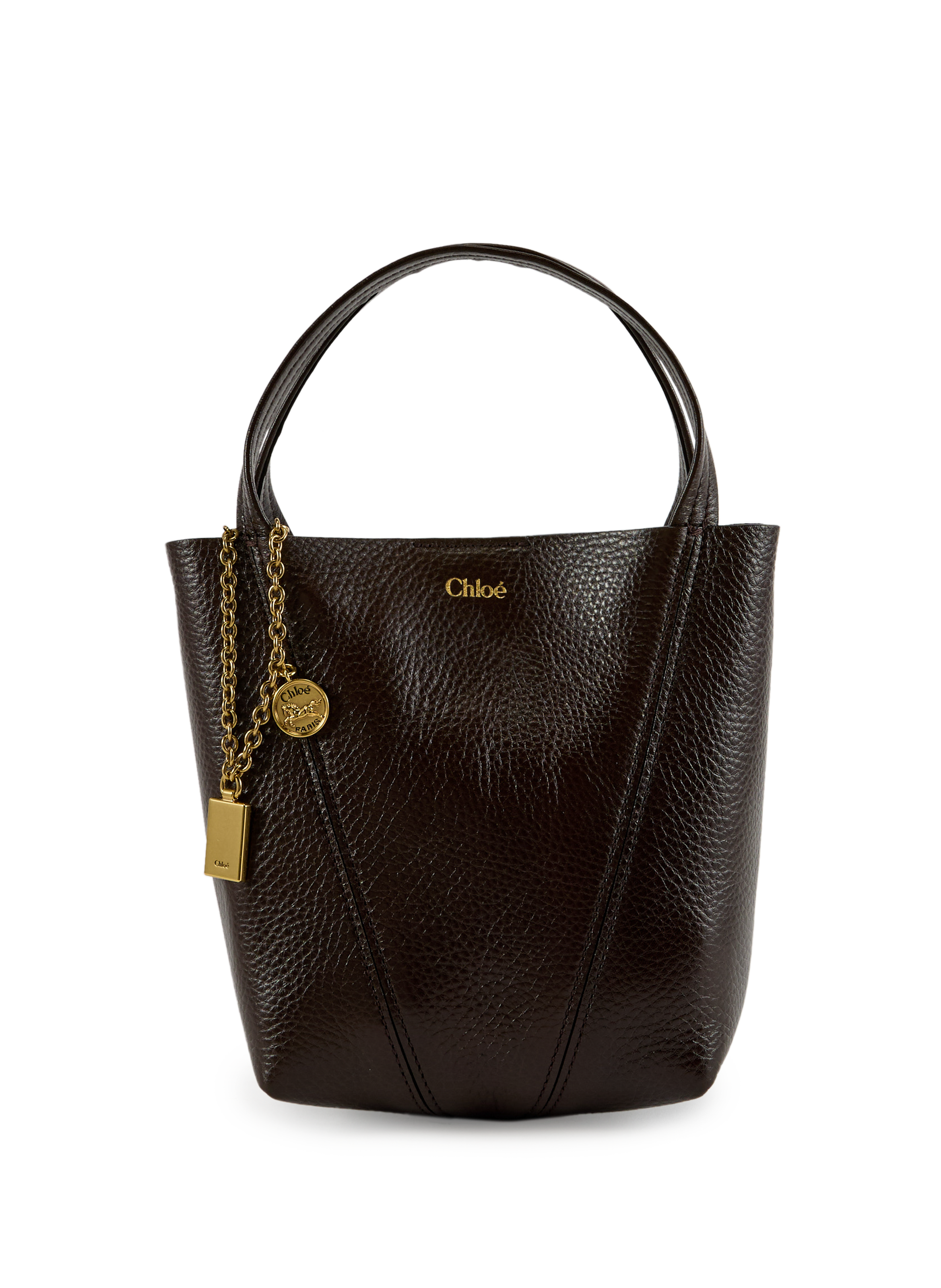 CHLOÉ Sac à main Spin en cuir de veau Marron