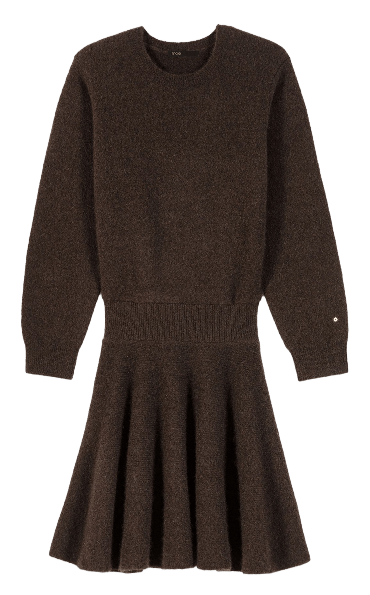 Robe patineuse unie en laine mélangée MAJE Marron