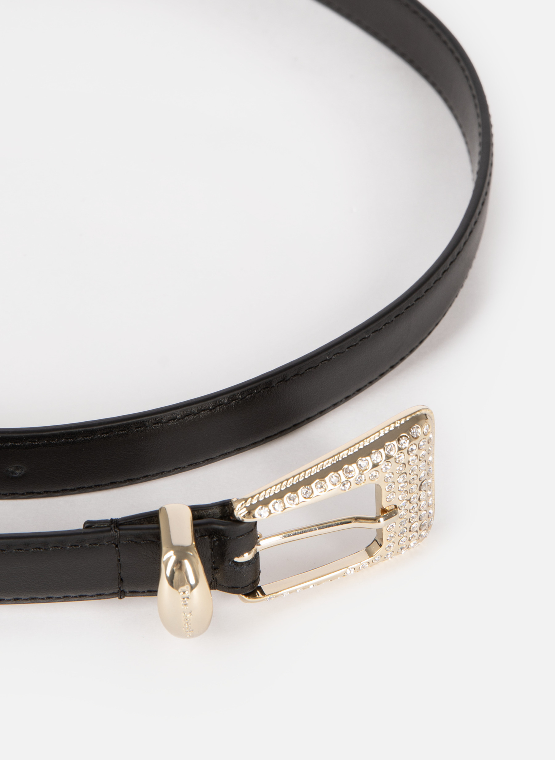 Ceinture fine boucle western  strassée en cuir THE KOOPLES Noir