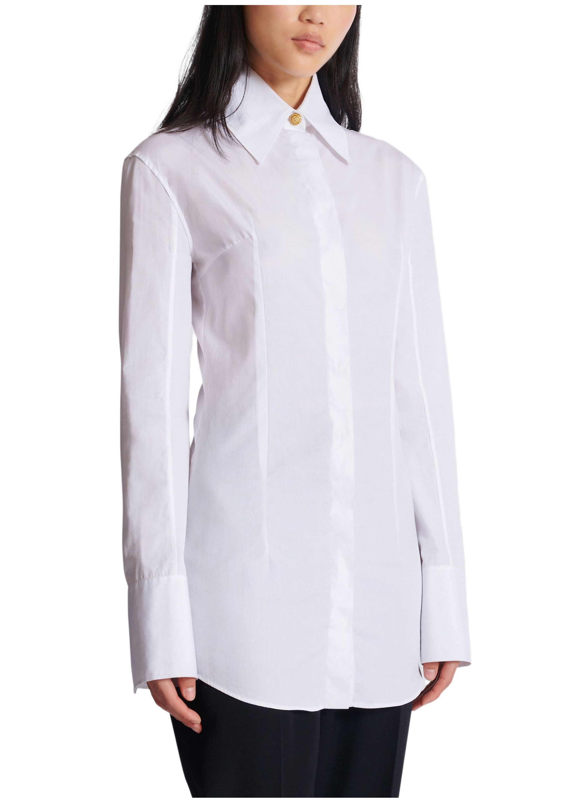 Chemise en popeline de coton BALMAIN Blanc