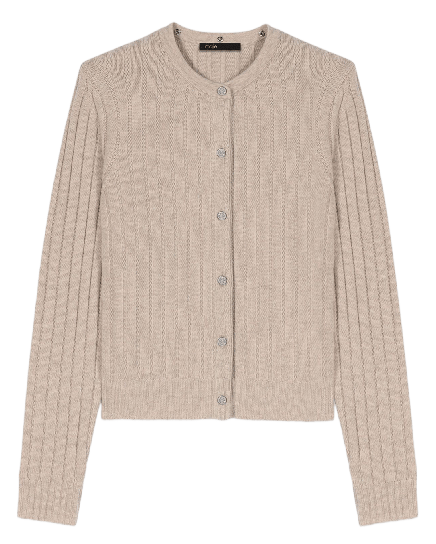 Cardigan droit col amovible en laine mélangée MAJE Beige