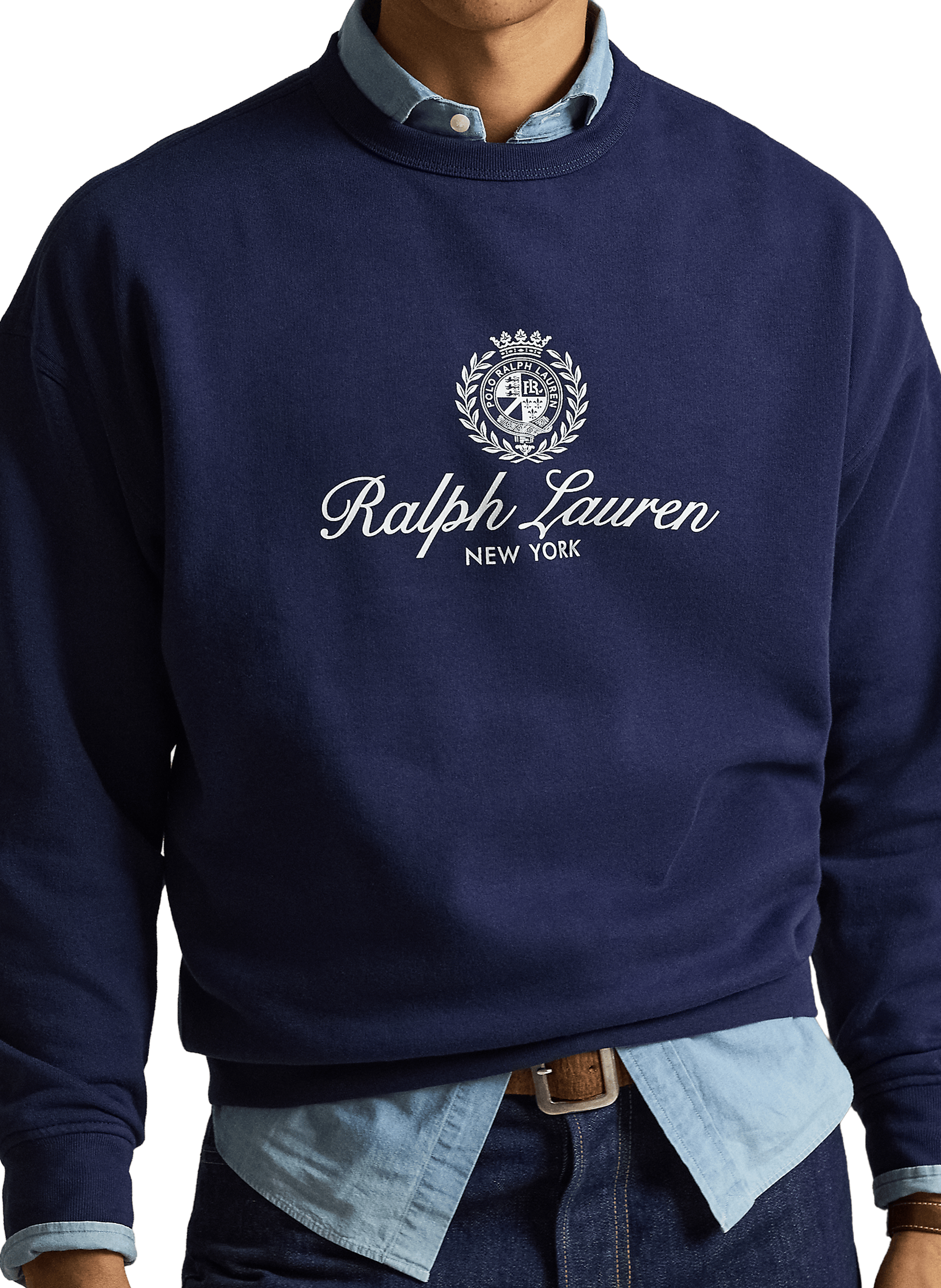 Sweat à logo col rond en coton mélangé POLO RALPH LAUREN Blue